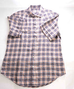 $395 ELEVENTY - Blue Check Plaid *PURE LINEN* Snap Front SS Shirt - M