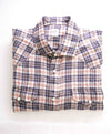 $395 ELEVENTY - Blue Check Plaid *PURE LINEN* Snap Front SS Shirt - M