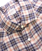 $395 ELEVENTY - Blue Check Plaid *PURE LINEN* Snap Front SS Shirt - M