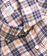 $395 ELEVENTY - Blue Check Plaid *PURE LINEN* Snap Front SS Shirt - M