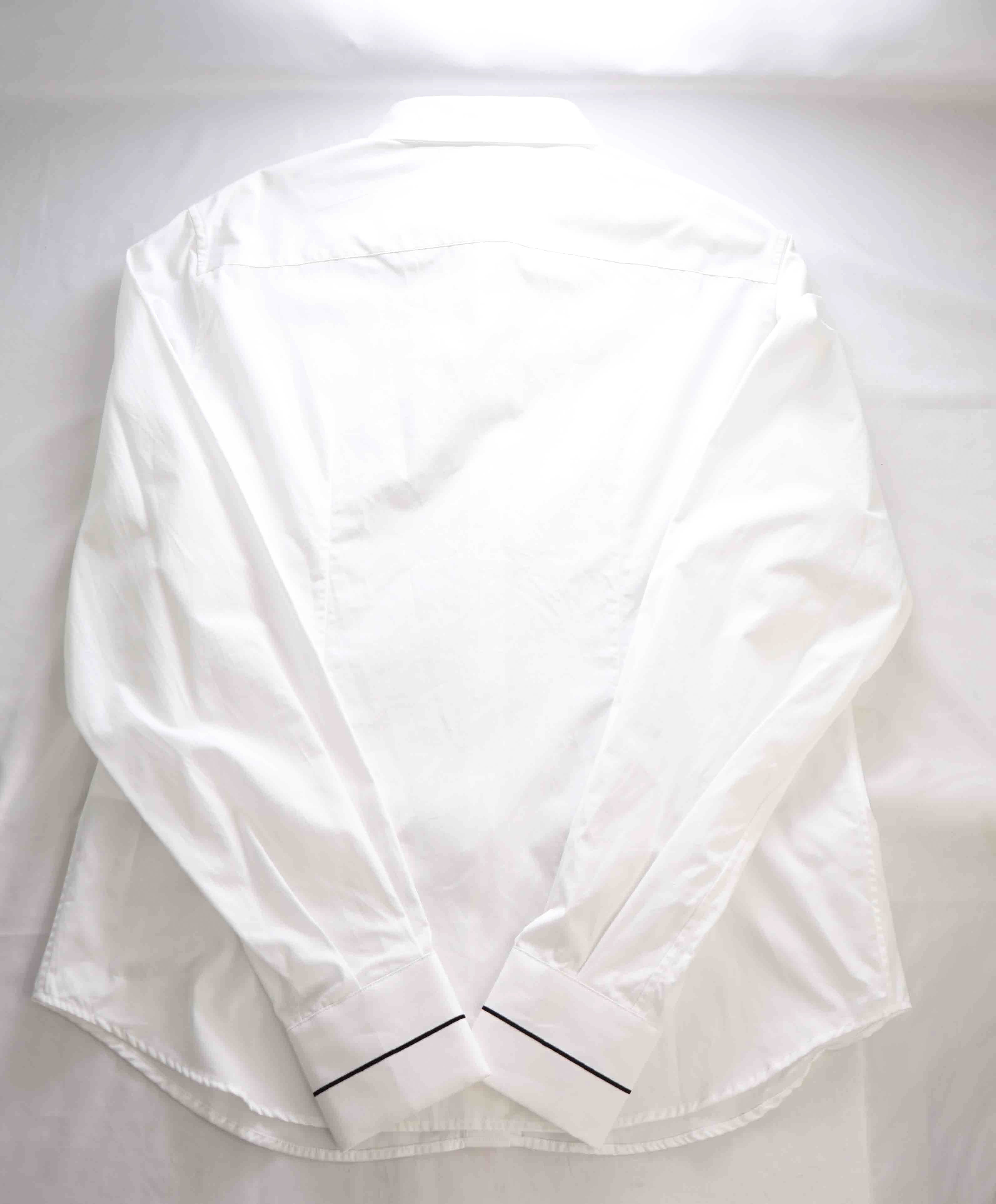 $395 ELEVENTY - TIPPED White Button Down Long Sleeve Shirt Cotton - Multiple Sizes