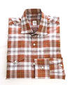 $395 ELEVENTY - Brown Check Plaid *Wide Spread Collar* Snap Shirt - M