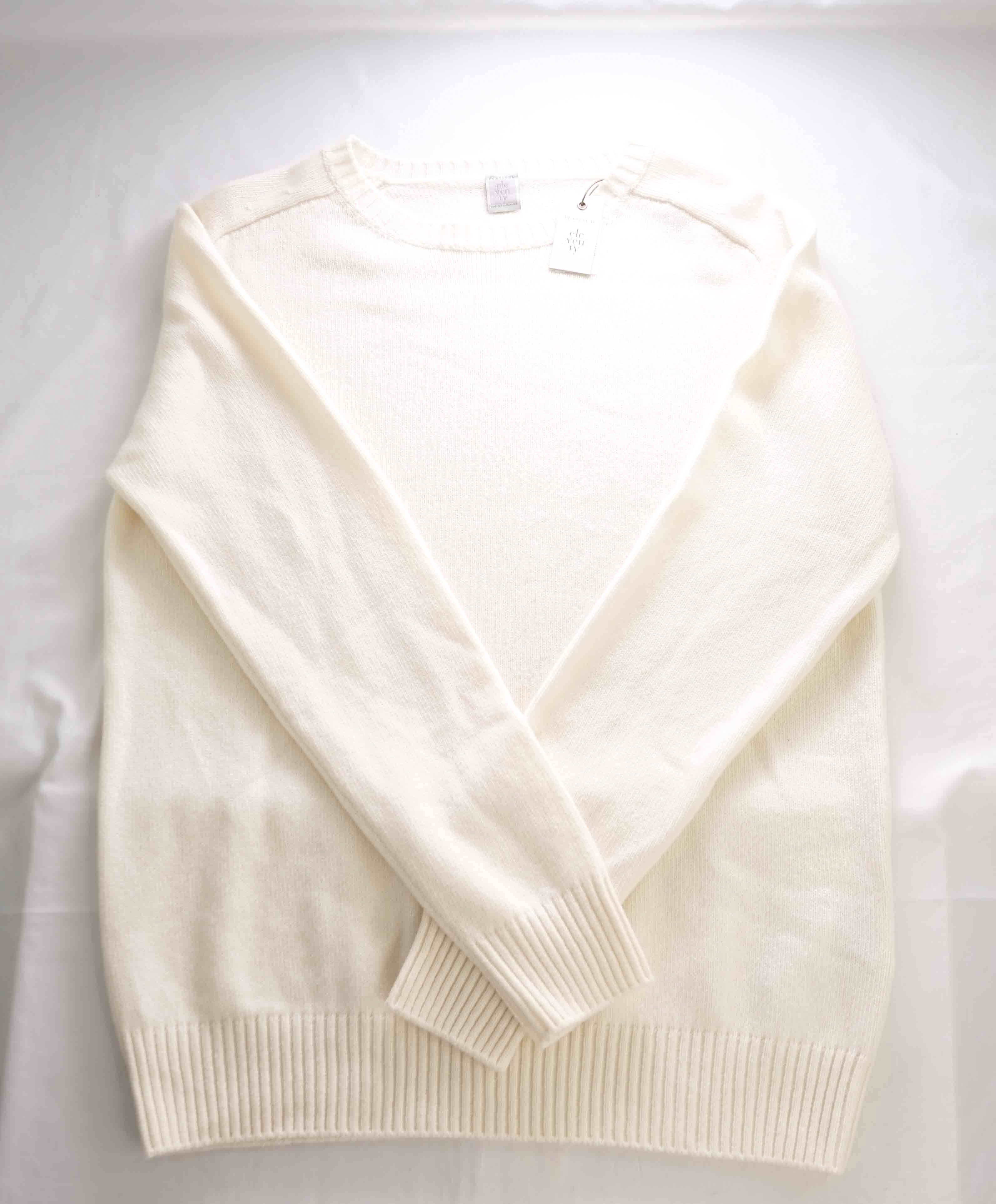 $745 ELEVENTY - *PURE CASHMERE* White Crewneck Sweater - M