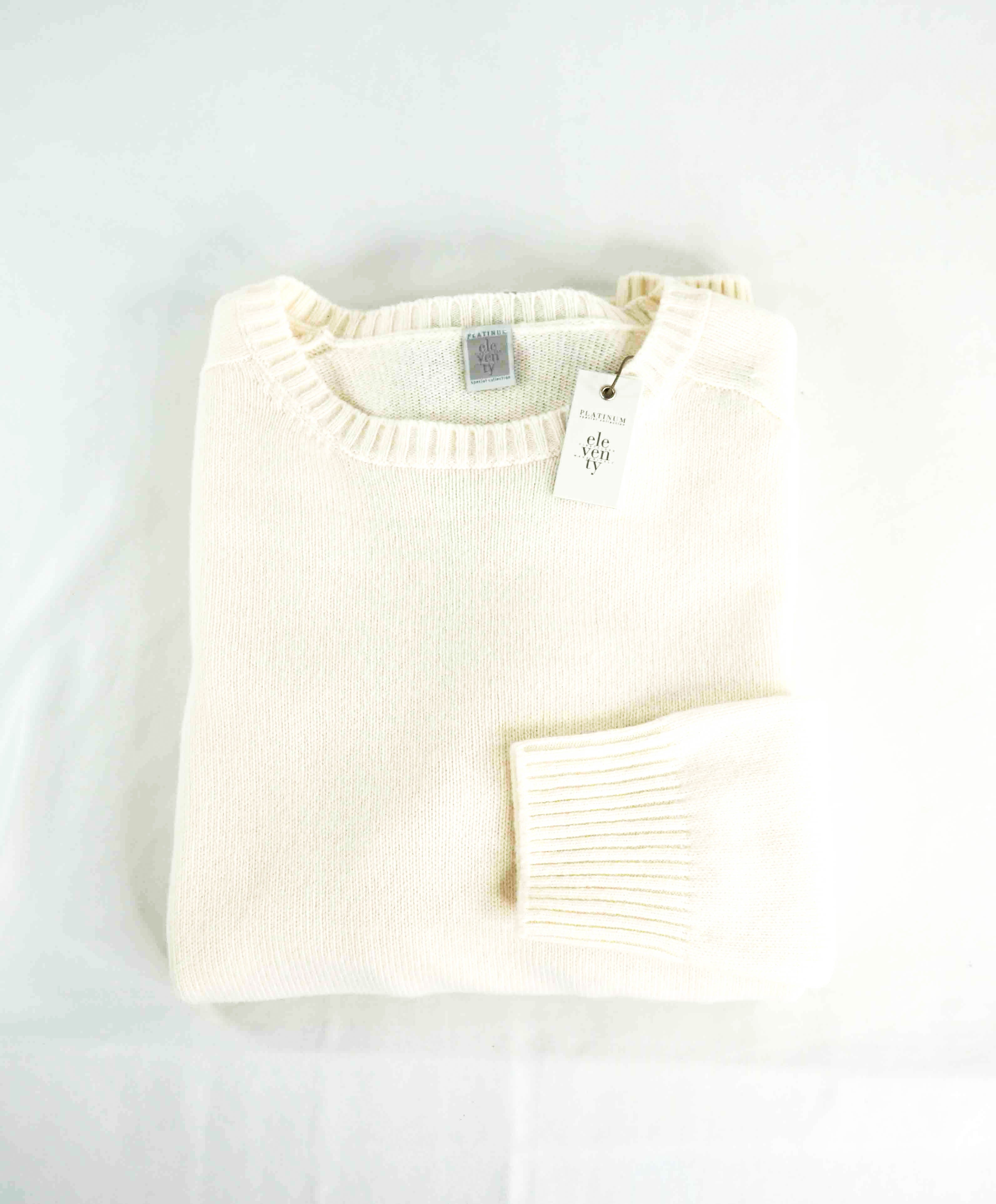 $745 ELEVENTY - *PURE CASHMERE* White Crewneck Sweater - M