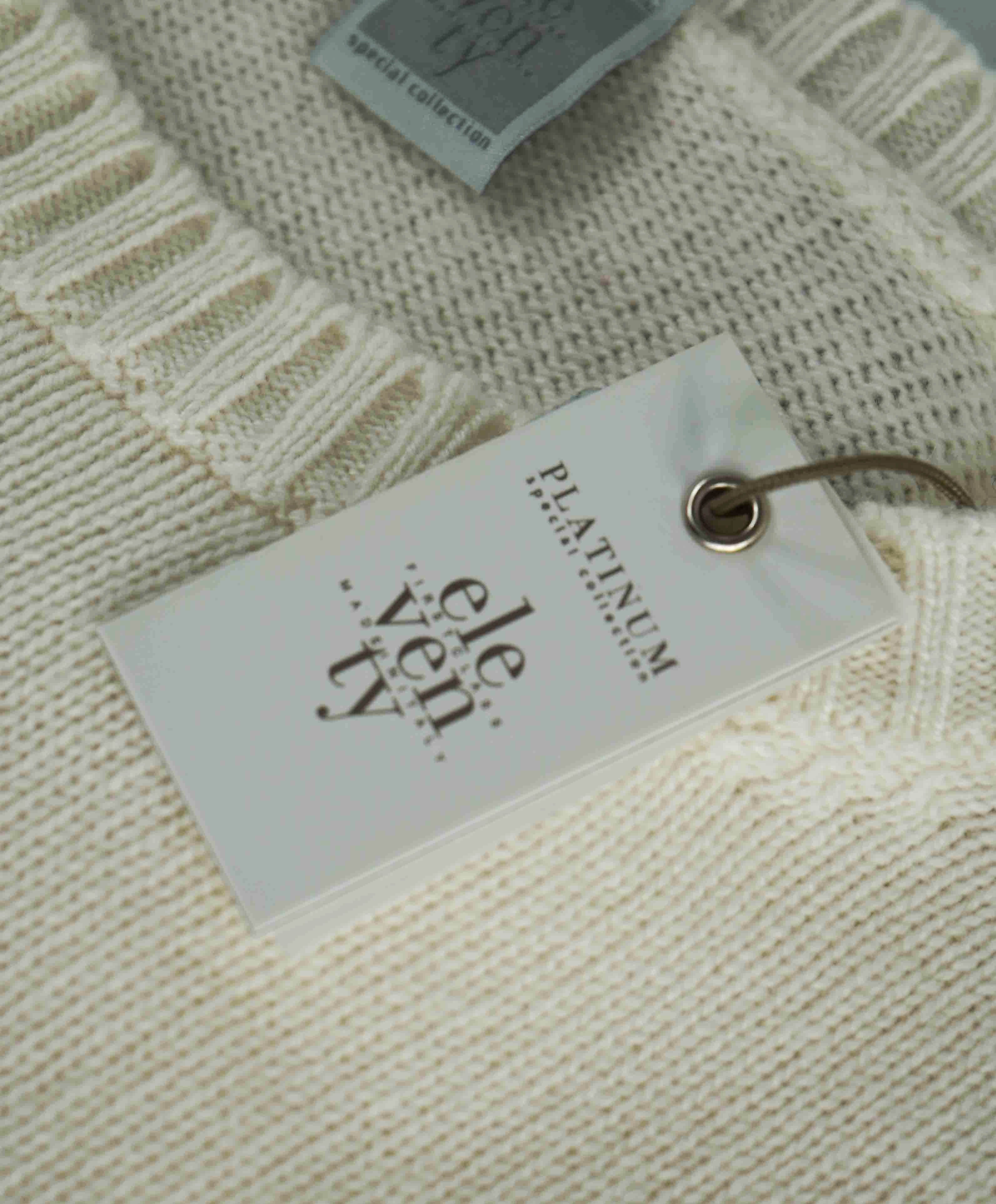 $745 ELEVENTY - *PURE CASHMERE* White Crewneck Sweater - M