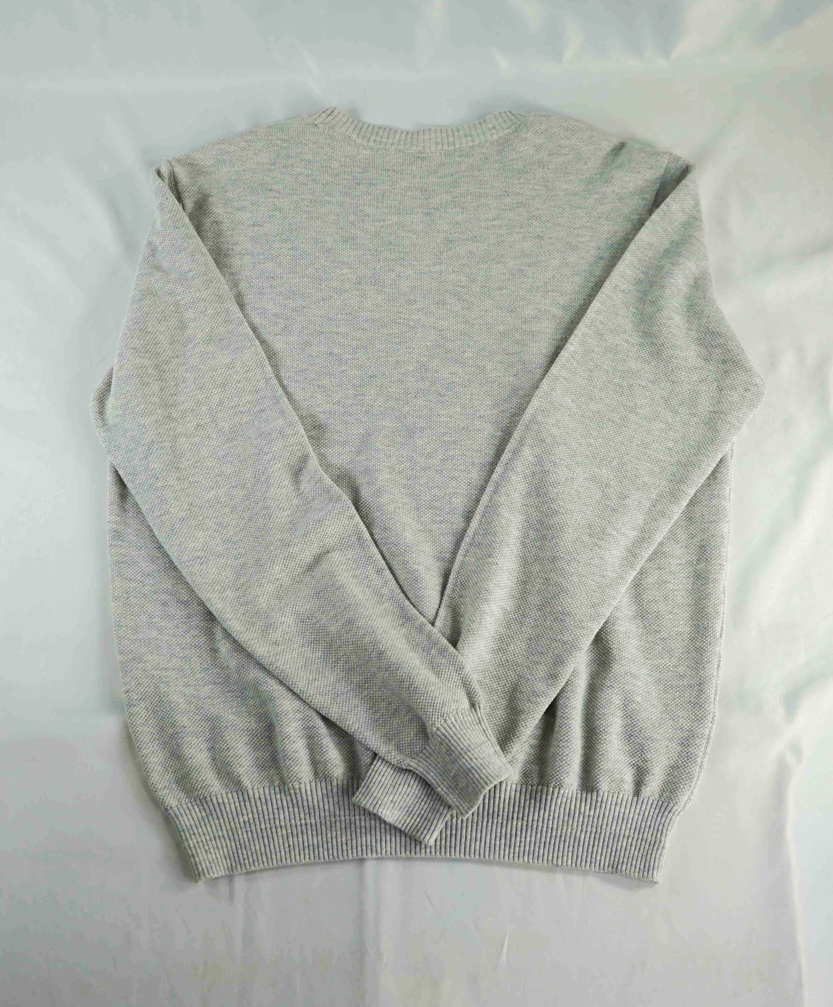 $395 ELEVENTY - *COTTON* Gray Pique Crewneck Sweater - S