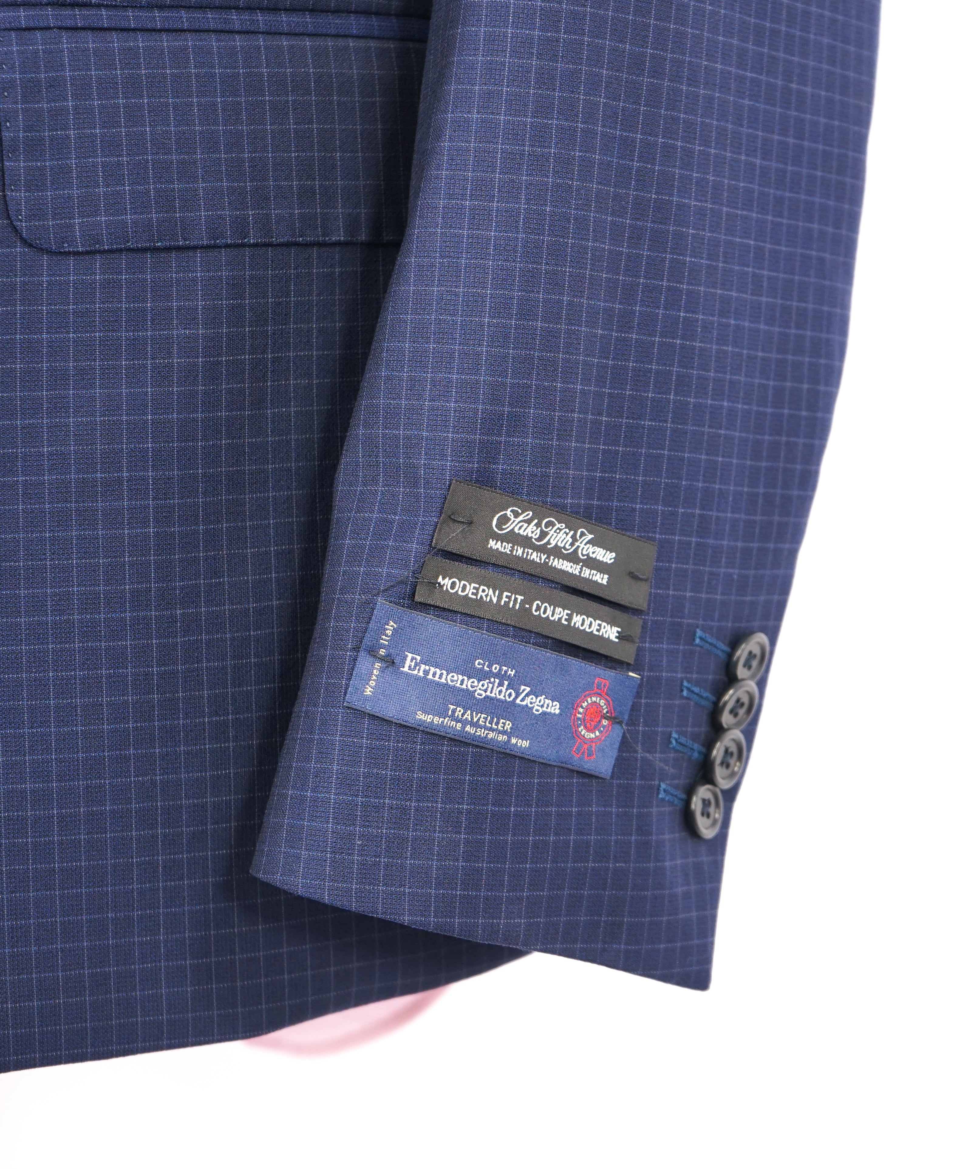 ERMENEGILDO ZEGNA - By SFA *TRAVELLER/ AUSTRALIAN WOOL* Blue Box Check Suit - 40S