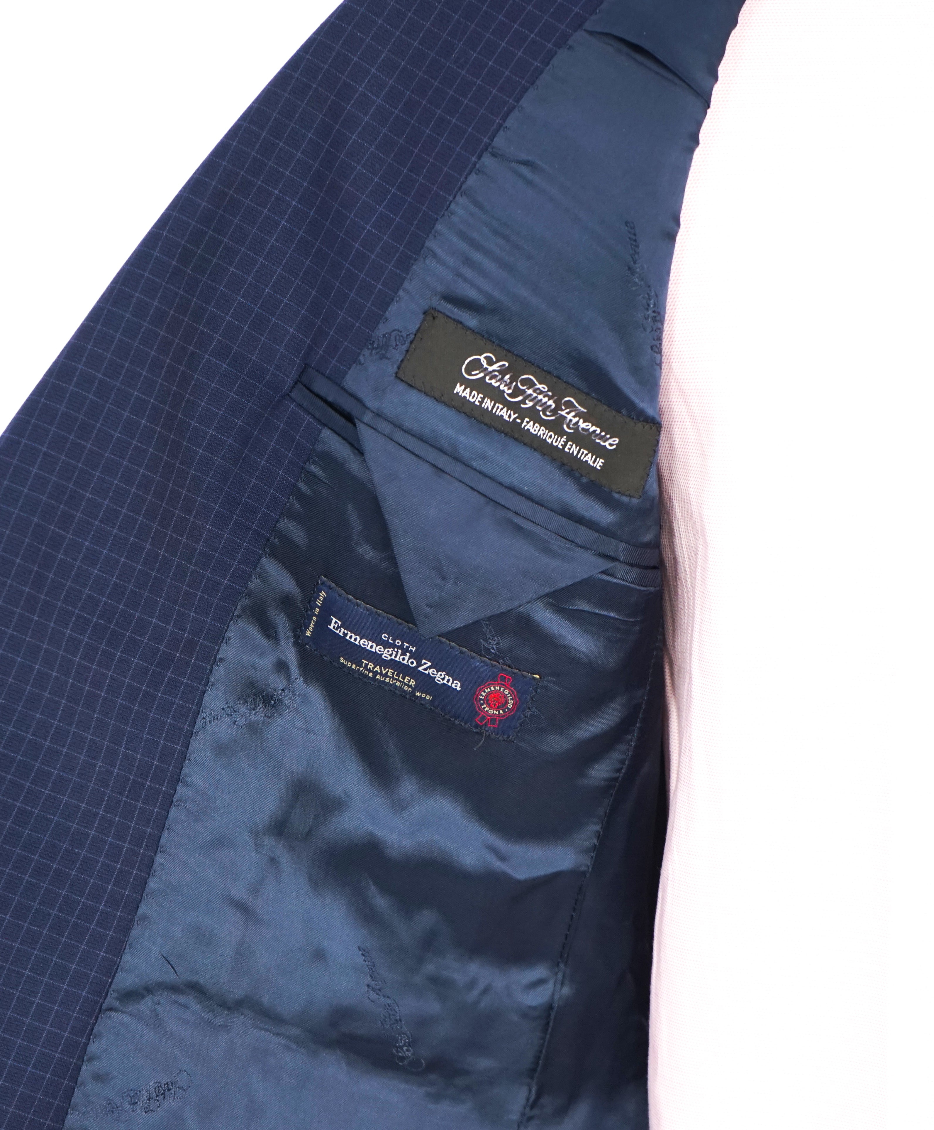 ERMENEGILDO ZEGNA - By SFA *TRAVELLER/ AUSTRALIAN WOOL* Blue Box Check Suit - 40S