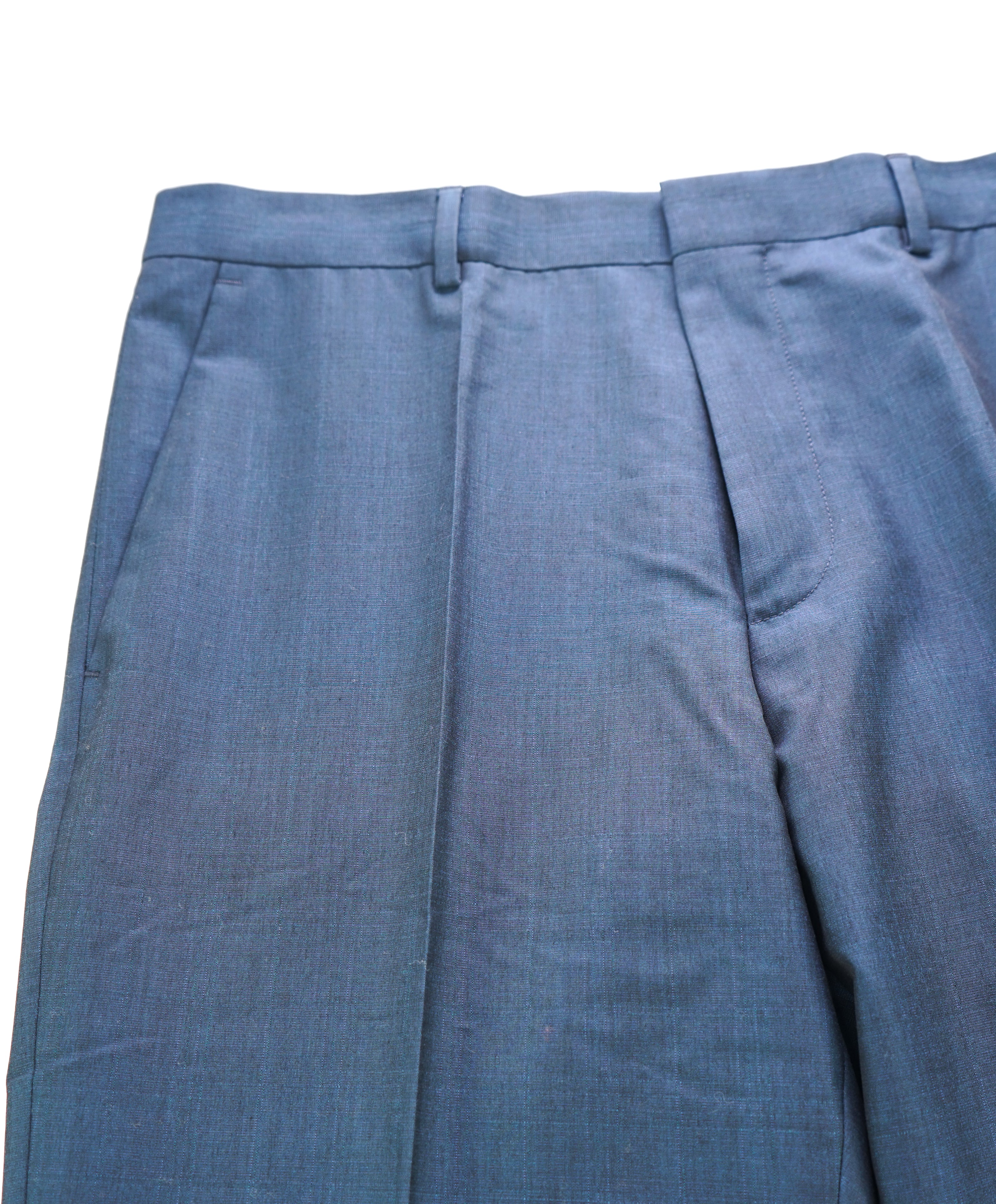 HUGO BOSS - TEAL Blue Green "Wool Cotton" Flat Front Dress Pants - 33W