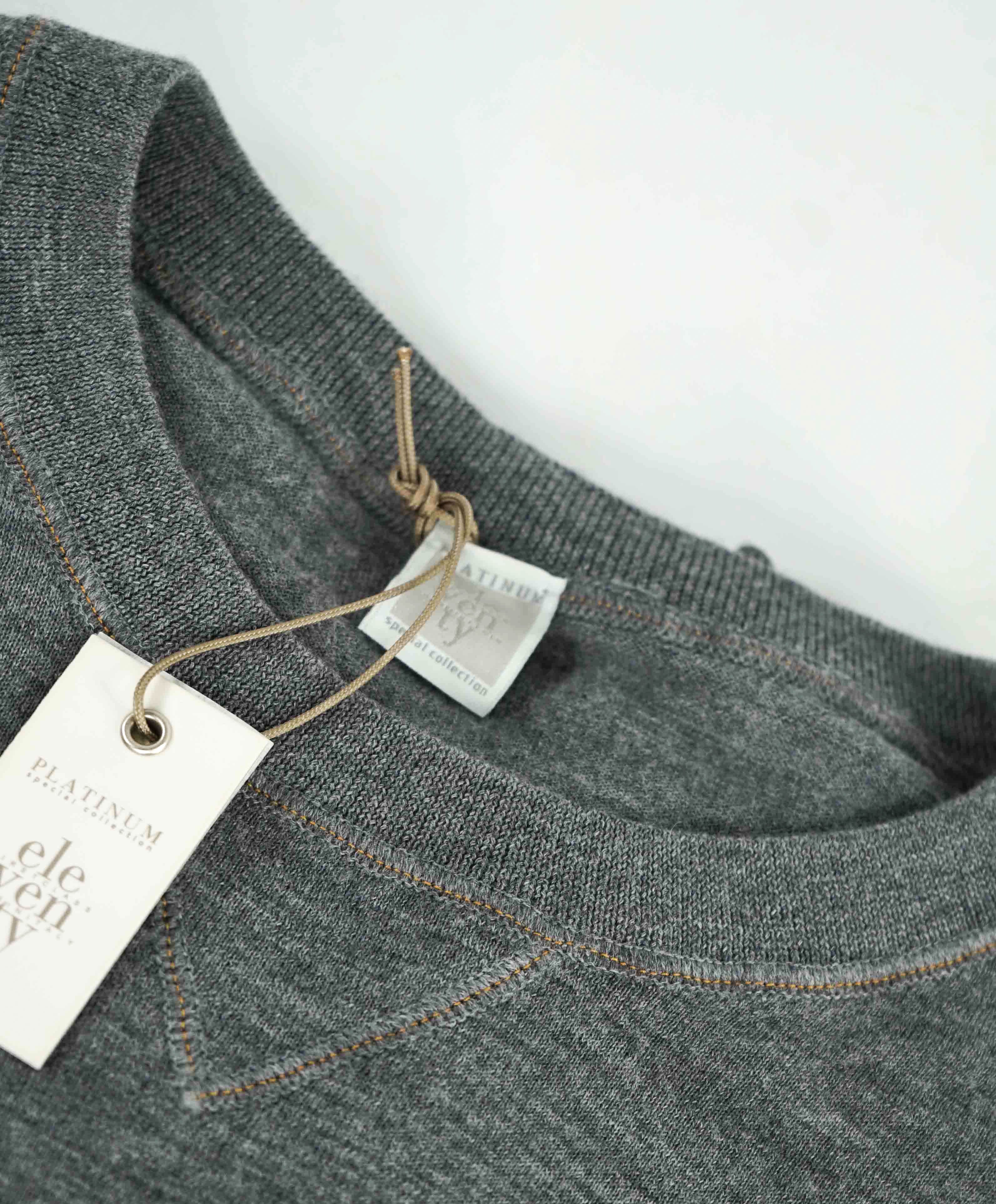 $595 ELEVENTY - *PLATINUM* Gray Merino Wool Crewneck Sweater - XS