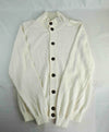 $695 ELEVENTY - *PLATINUM* White Mock Neck Cardigan Sweater Jacket - M