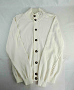 $695 ELEVENTY - *PLATINUM* White Mock Neck Cardigan Sweater Jacket - M