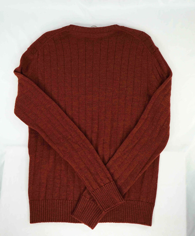 $495 ELEVENTY - *PLATINUM* Rust RIBBED Wool Crewneck Sweater - M