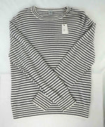 $495 ELEVENTY - Ivory / Navy Stripe Crewneck Wool Sweater - M