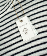 $495 ELEVENTY - Ivory / Navy Stripe Crewneck Wool Sweater - M