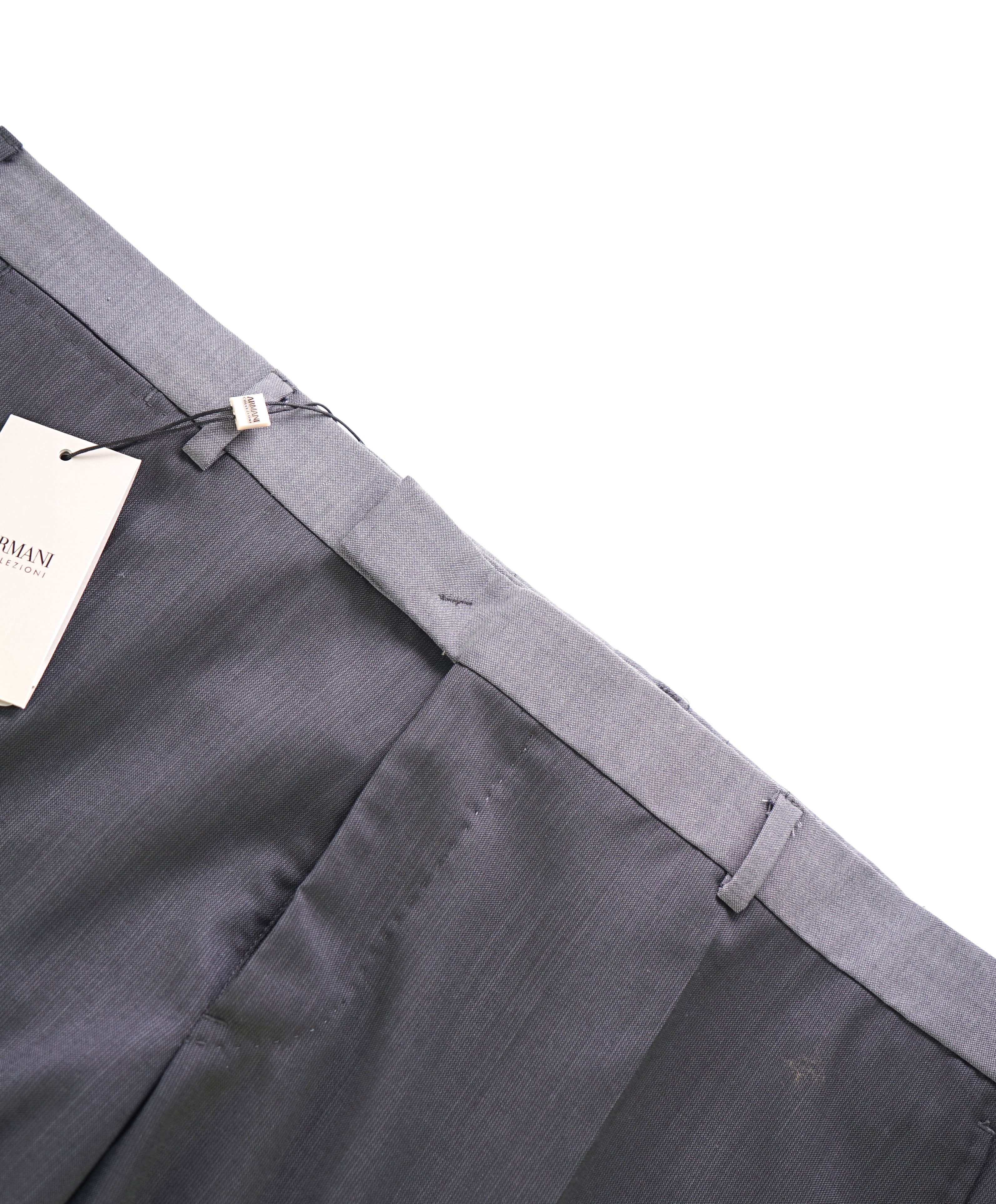 ARMANI COLLEZIONI - Gray CONTRAST WAISTBAND Flat Front Dress Pants - 41W