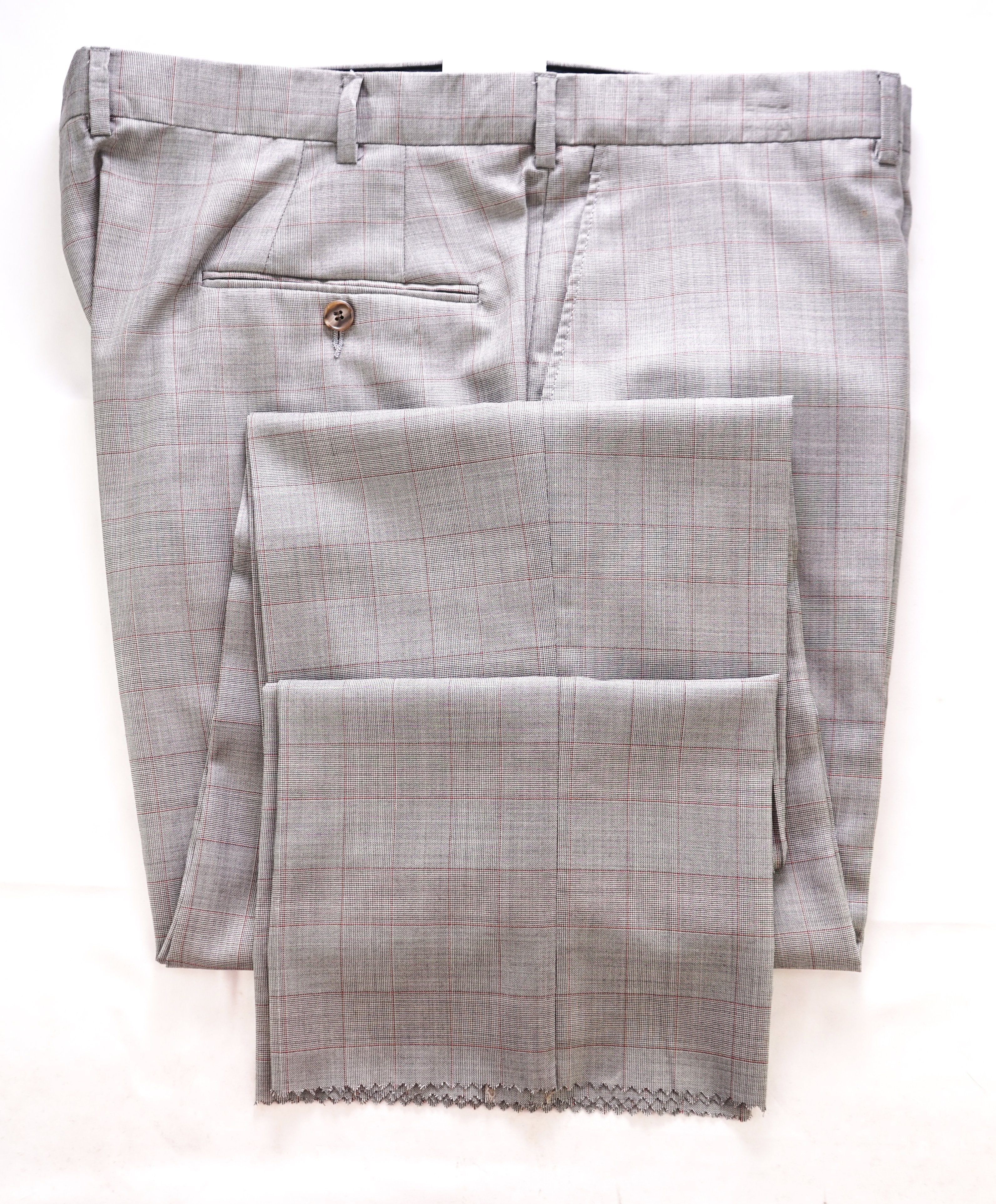 HICKEY FREEMAN - Prince Of Wales Check Black/White/Red Silk Blend Pants - 40W