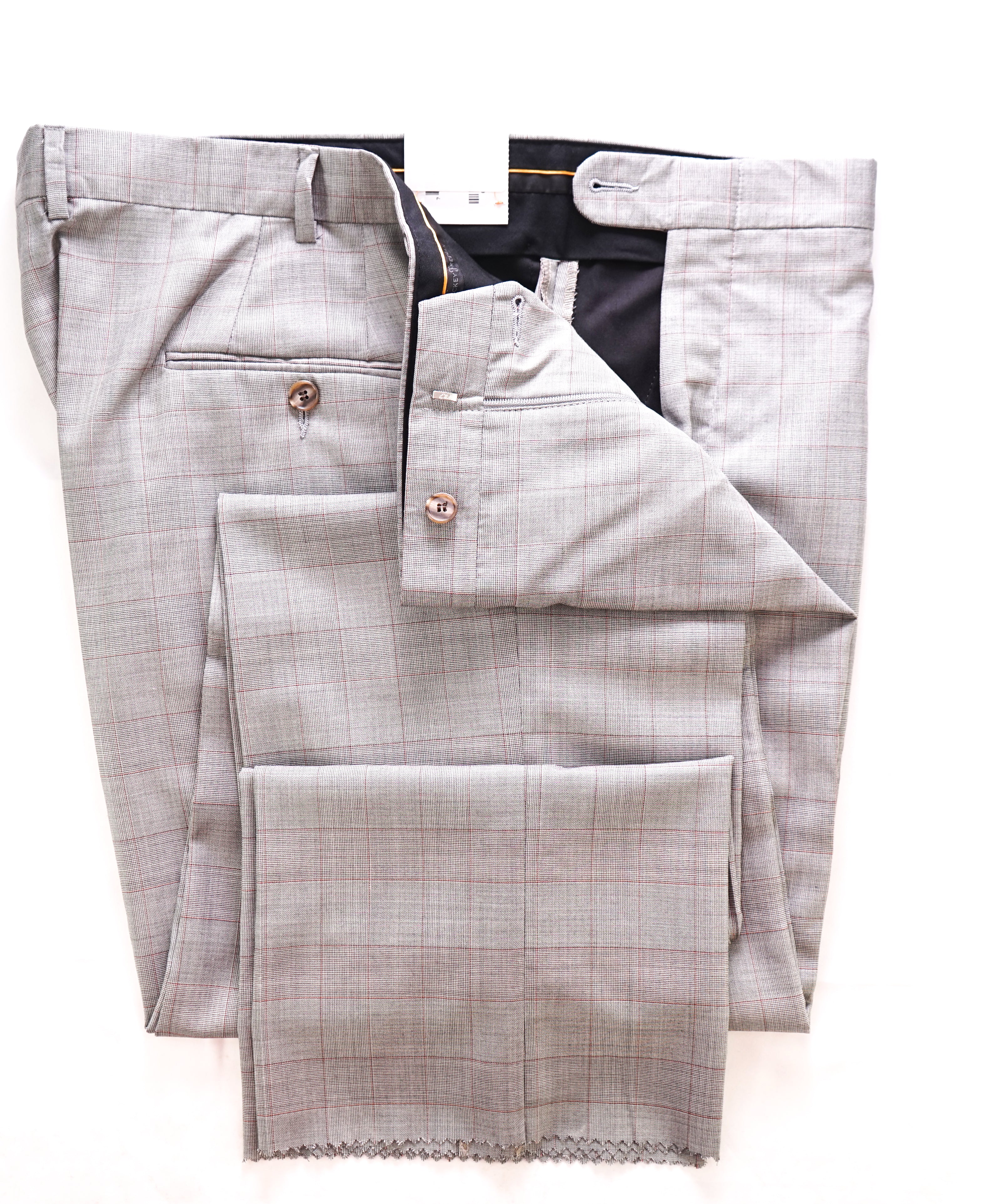 HICKEY FREEMAN - Prince Of Wales Check Black/White/Red Silk Blend Pants - 42W