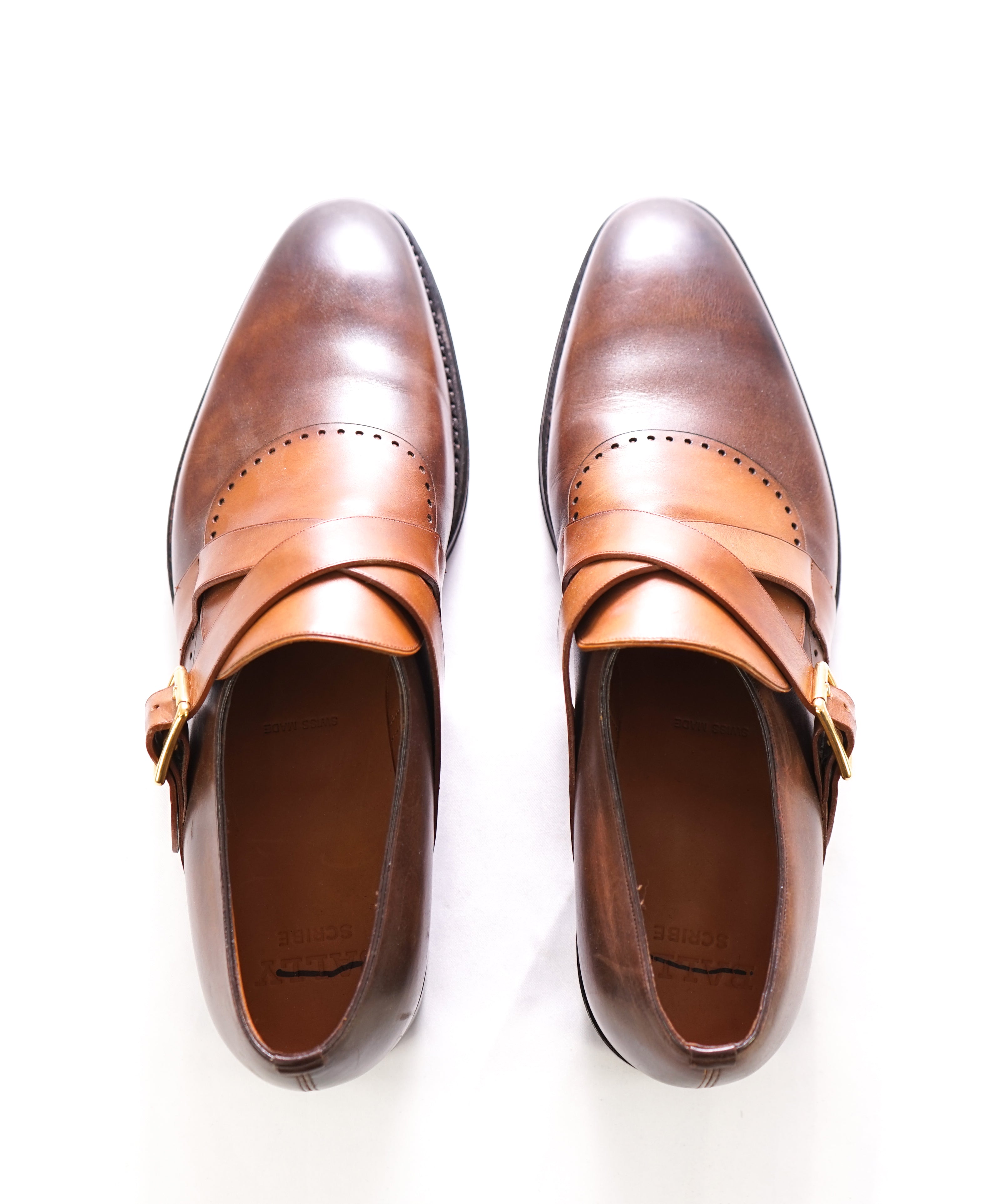 BALLY - “SCRIBE” Goodyear Welt Brown Hand Made Monk Strap Loafers - 8.5