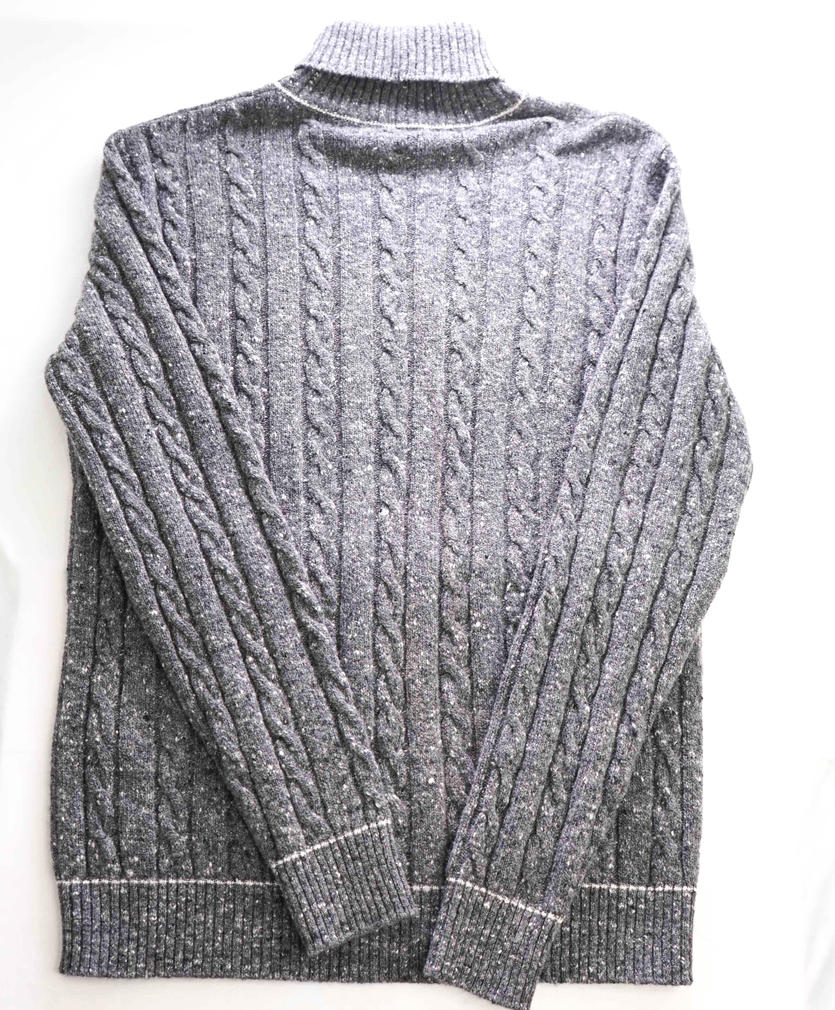 $595 ELEVENTY - *PLATINUM* Gray Cable Knit Turtleneck Sweater - XL