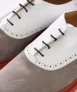 THOM BROWNE - "Panelled Derby" Saddle Oxfords Gray Suede Contrast Sole - 11US