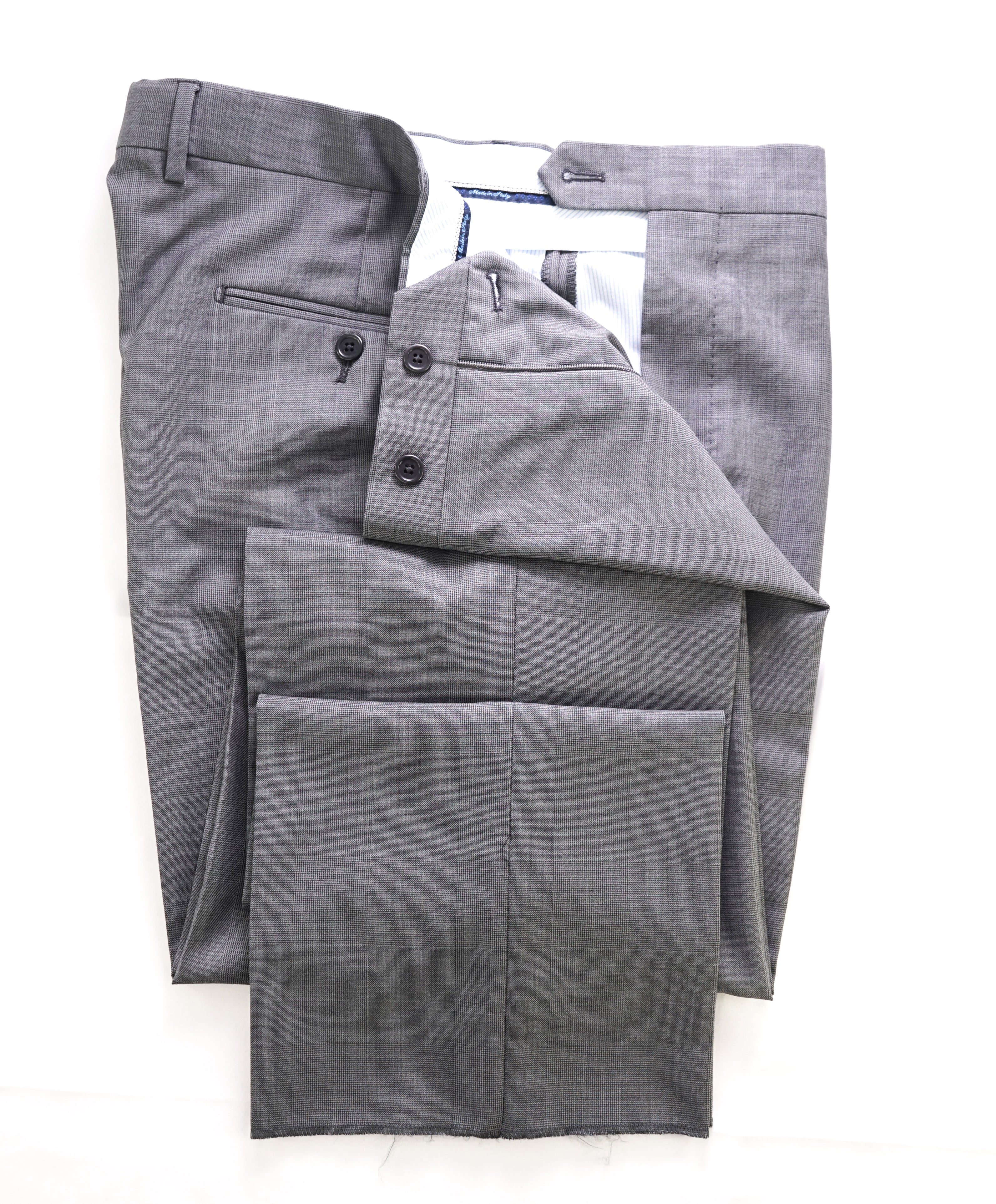 SAKS FIFTH AVE - Prince Of Wales Check MADE IN ITALY Flat Front Dress Pants - 36W