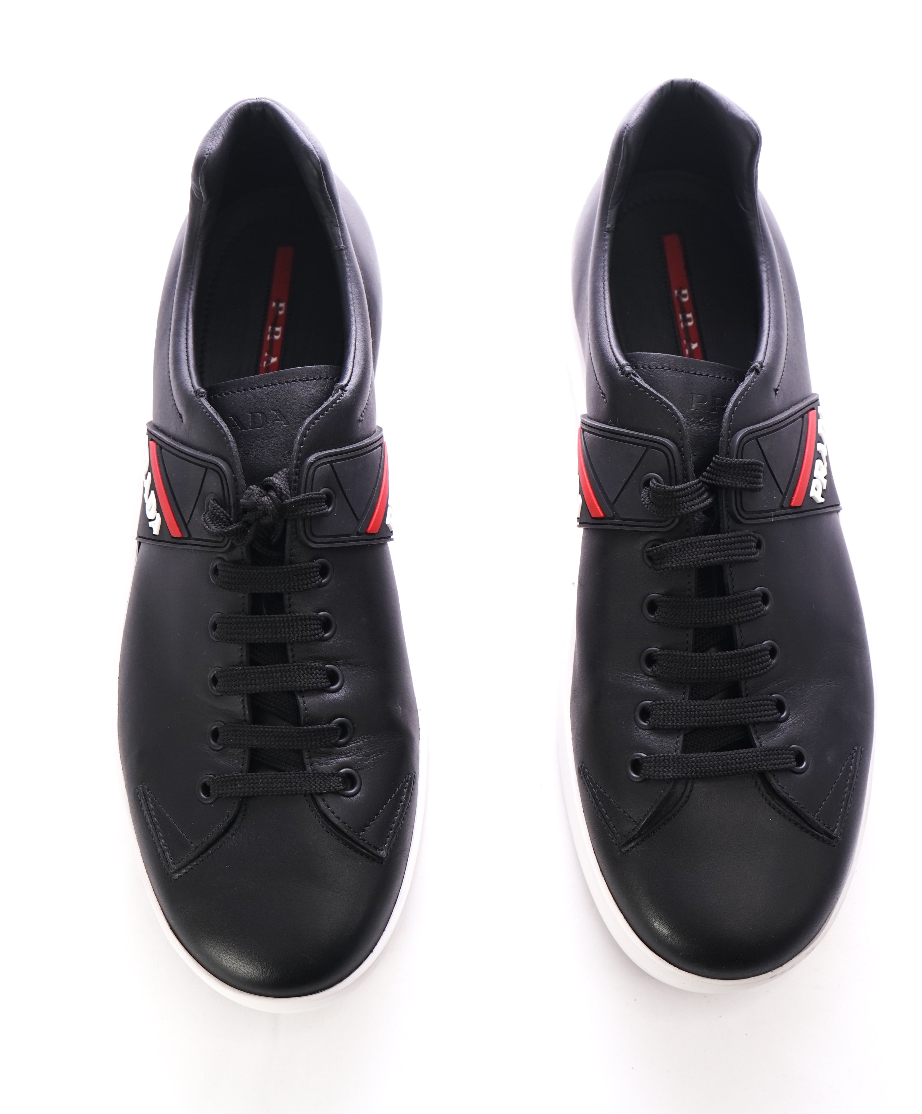 PRADA - Black Leather Sneakers With Logo Detail - 12 US