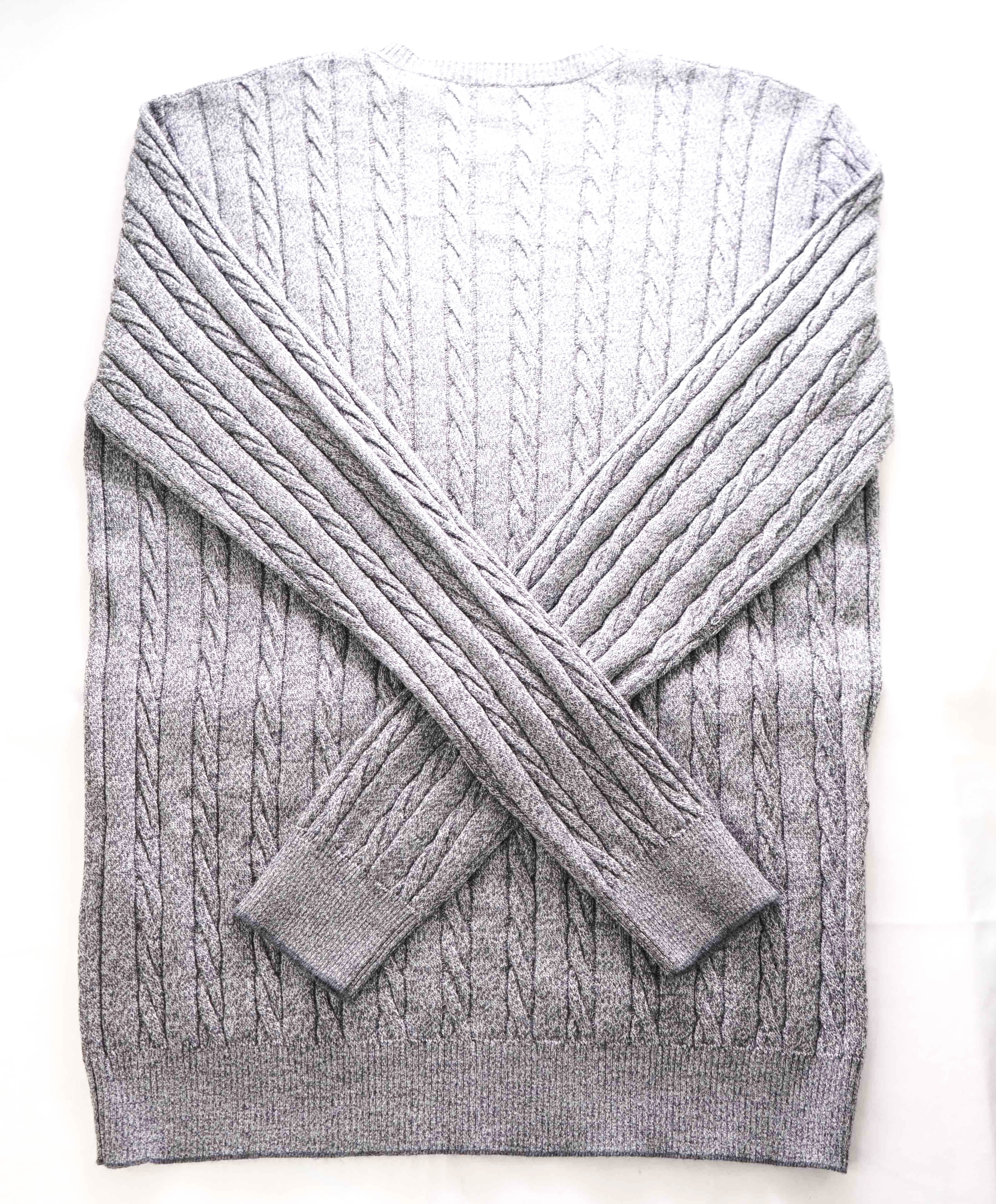 $595 ELEVENTY - *WOOL* Gray Melange CABLE KNIT Ribbed Sweater - XXL