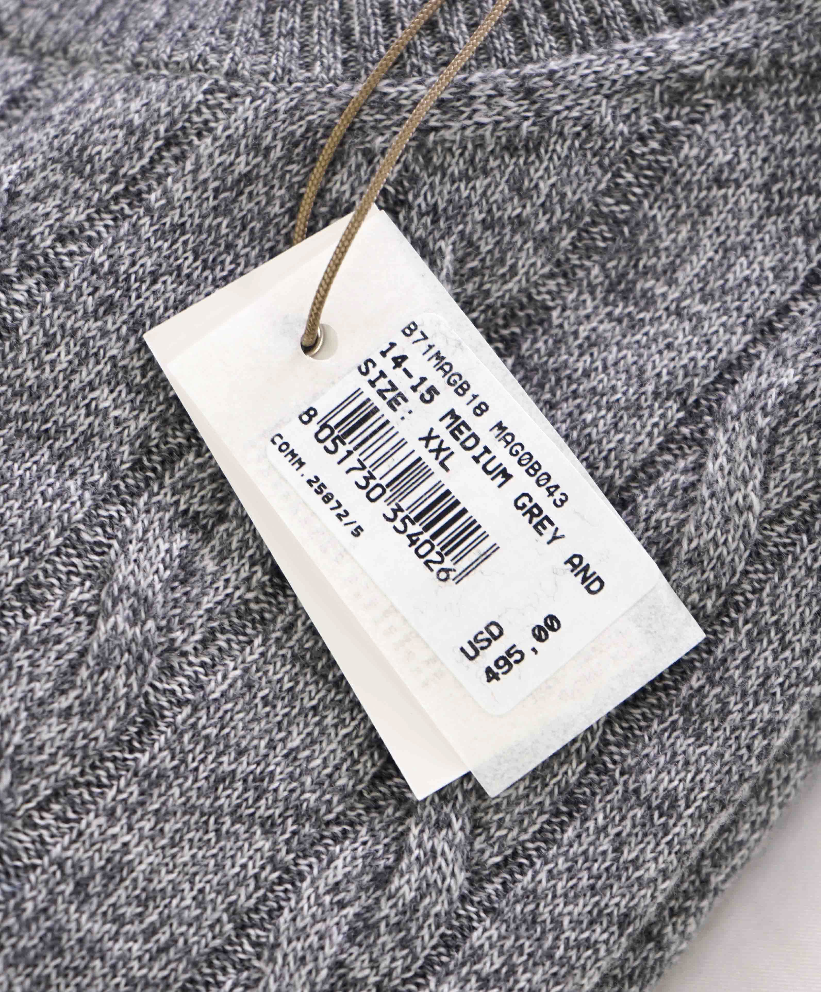 $595 ELEVENTY - *WOOL* Gray Melange CABLE KNIT Ribbed Sweater - XXL