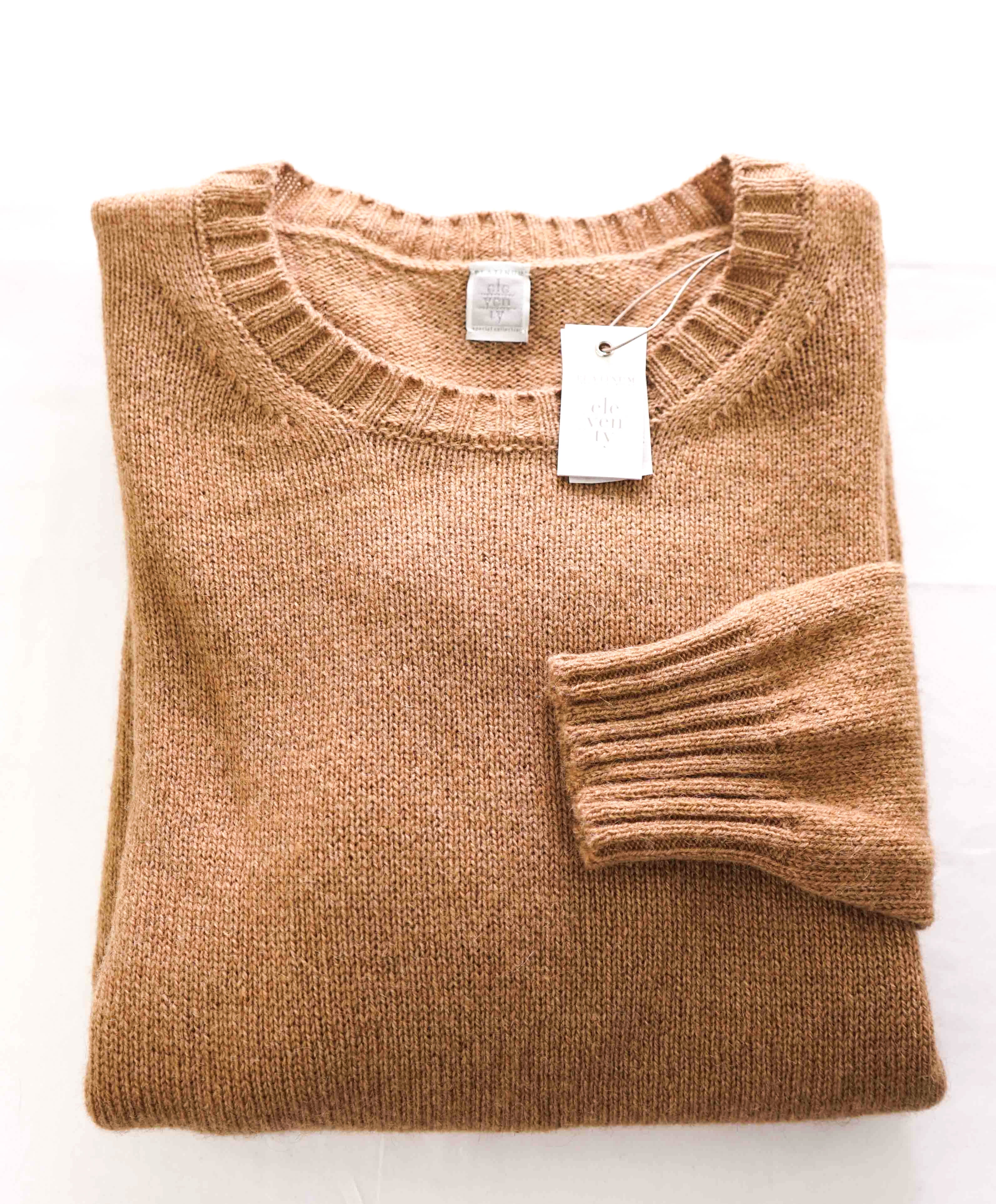 $545 ELEVENTY - *CAMEL HAIR* Brown Crewneck Sweater - XL