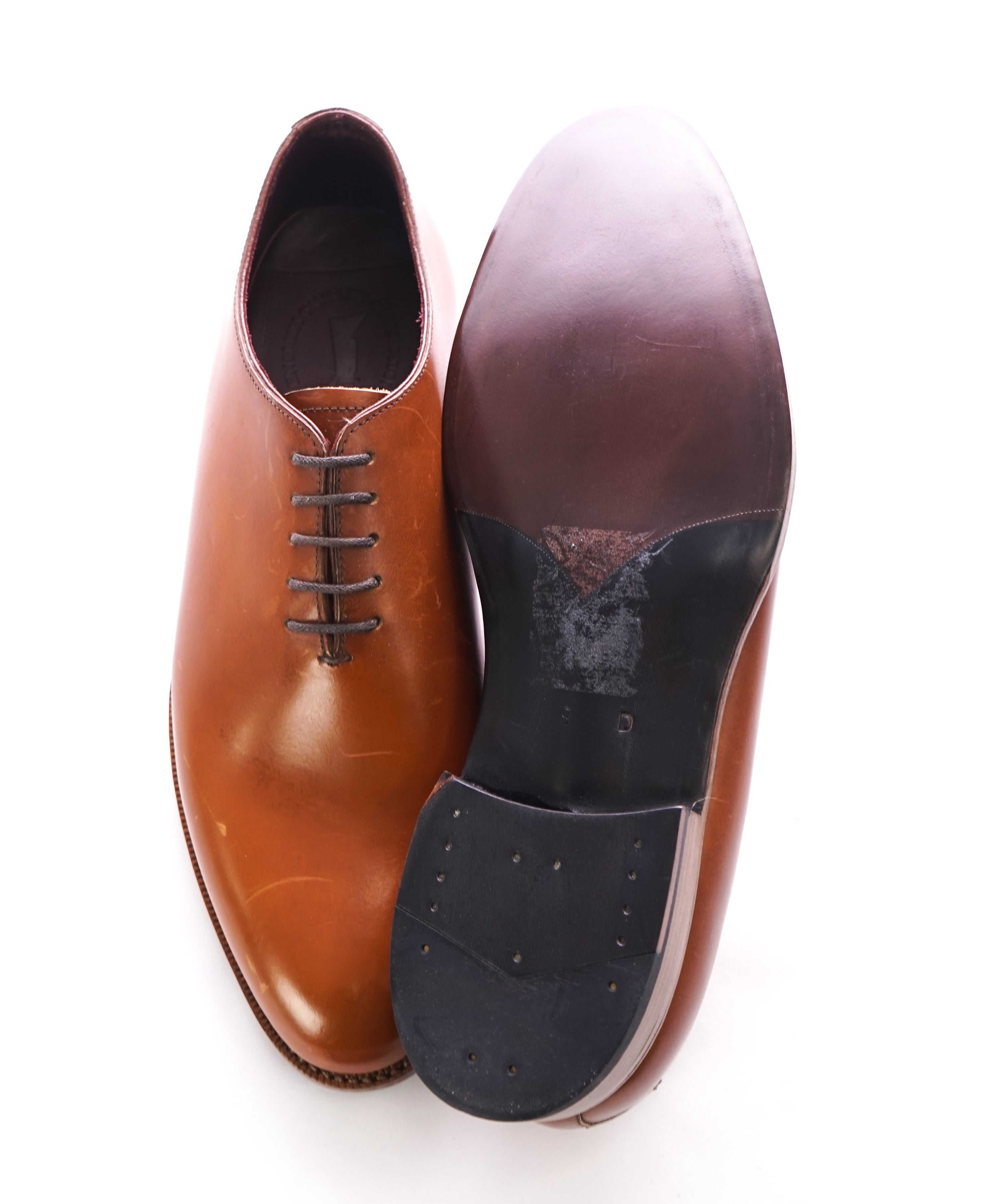 NETTLETON - Cognac Brown Hand Made In England Wholecut Oxfords - 9