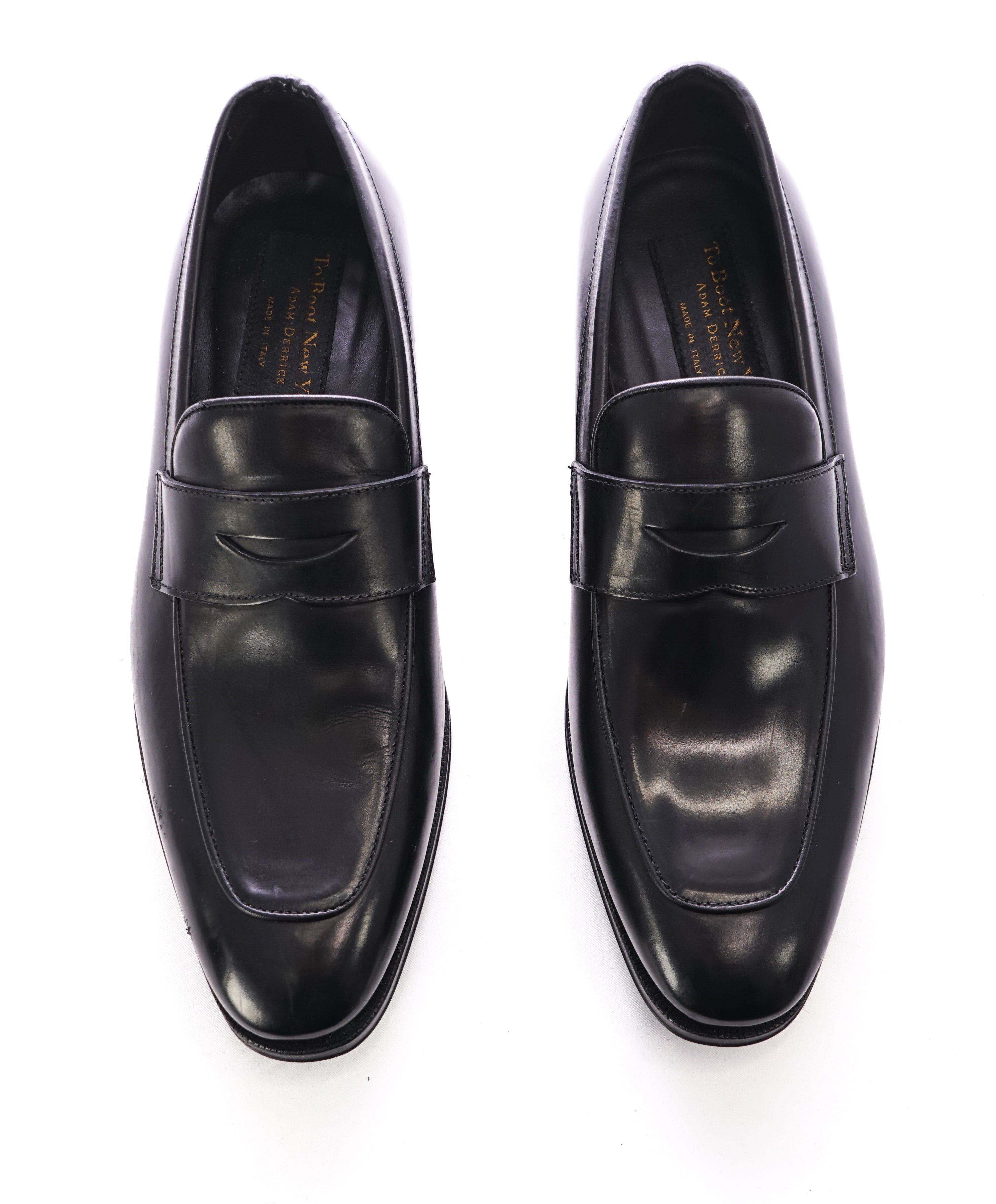 TO BOOT NEW YORK - “Dupont” Black Premium Grade Leather Penny Loafers - 7.5