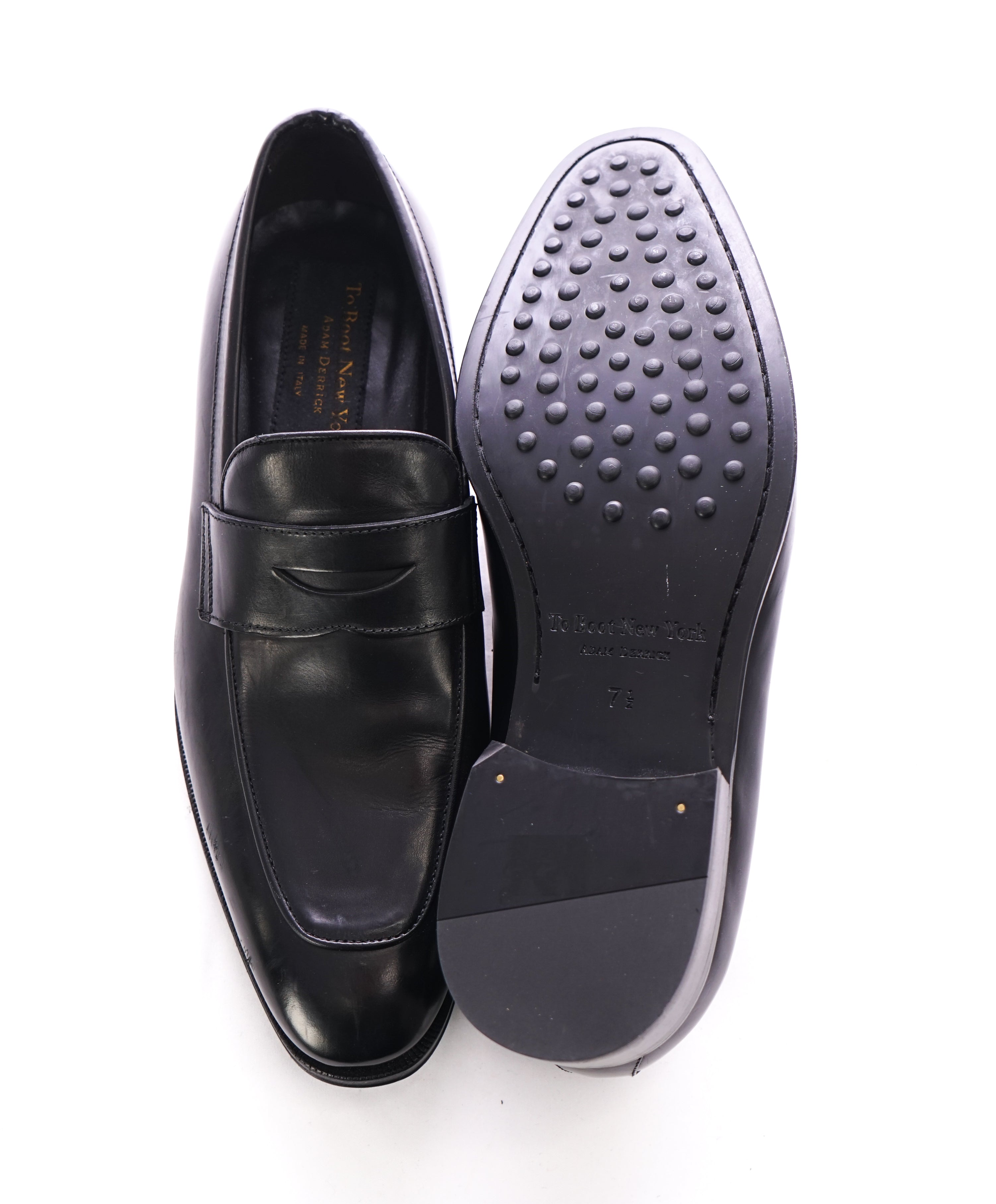 TO BOOT NEW YORK - “Dupont” Black Premium Grade Leather Penny Loafers - 7.5