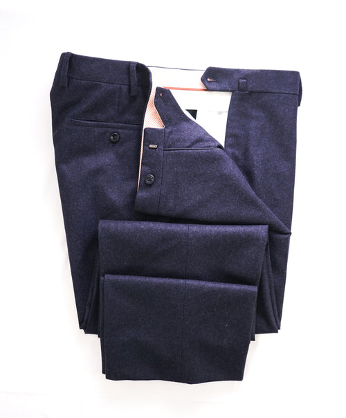 LORO PIANA - Blue Flannel Wool Flat Front Dress Pants - 38W (56EU)