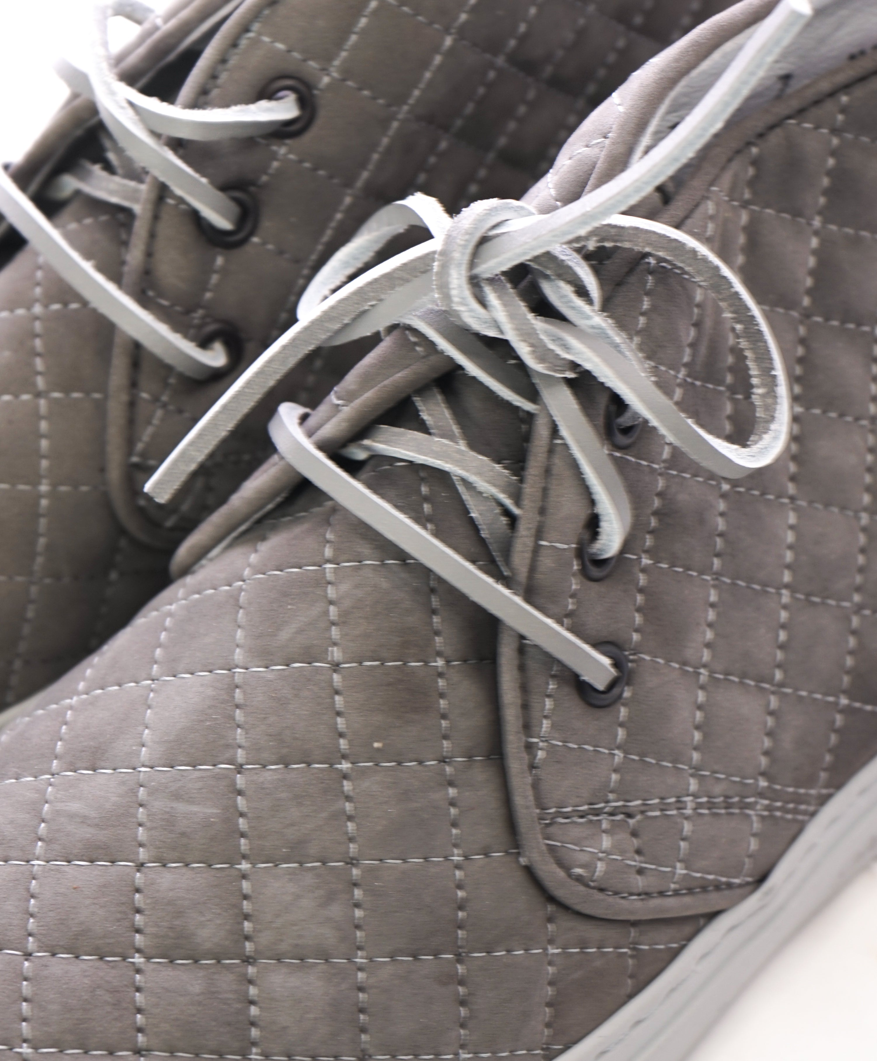 DEL TORO - Made in Italy Gray Quilted Leather High Top Chukka Sneakers - 7