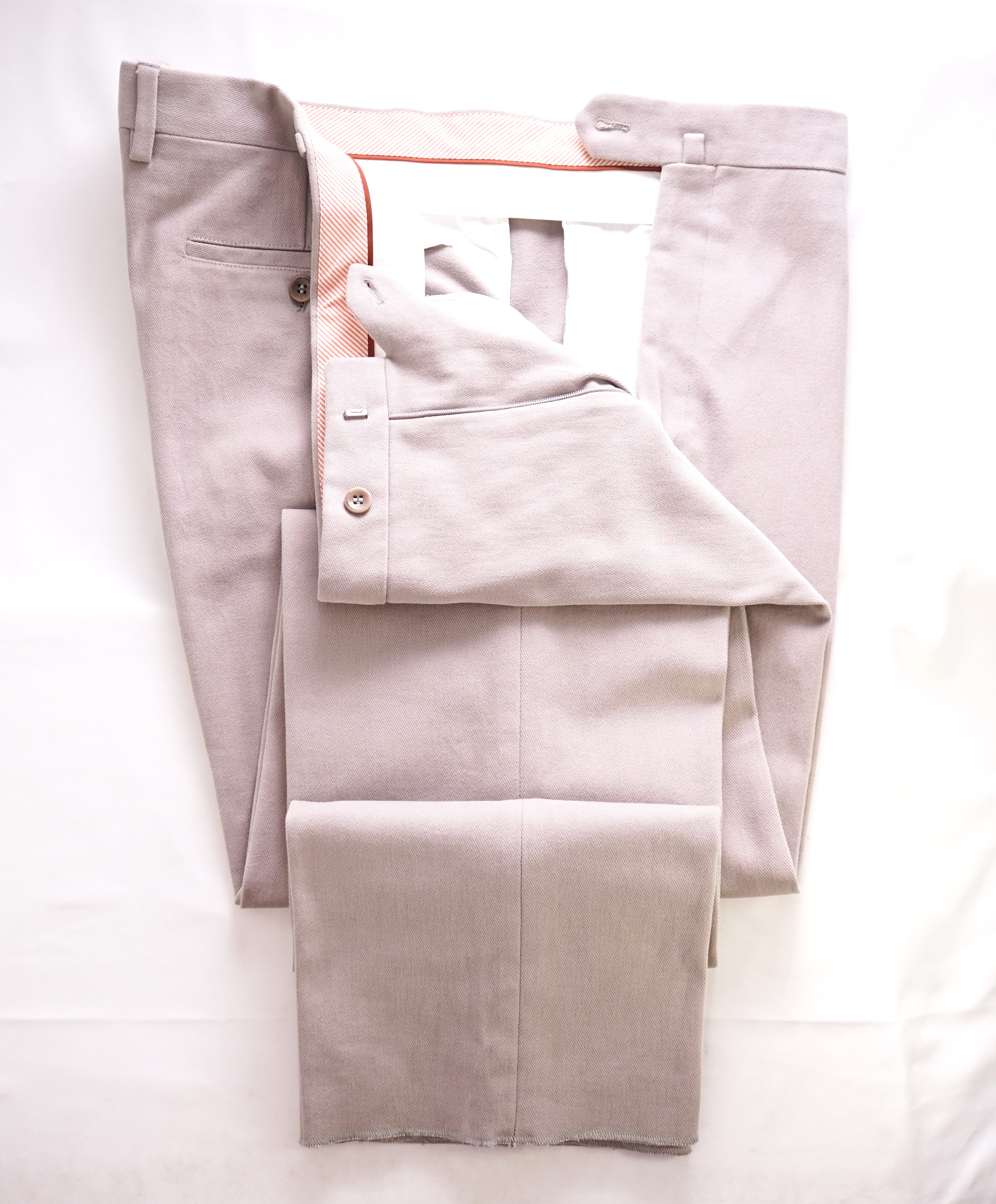 LORO PIANA - SOFT Stone Beige Cotton/Elastane Flat Front Pants - 42W (58EU)