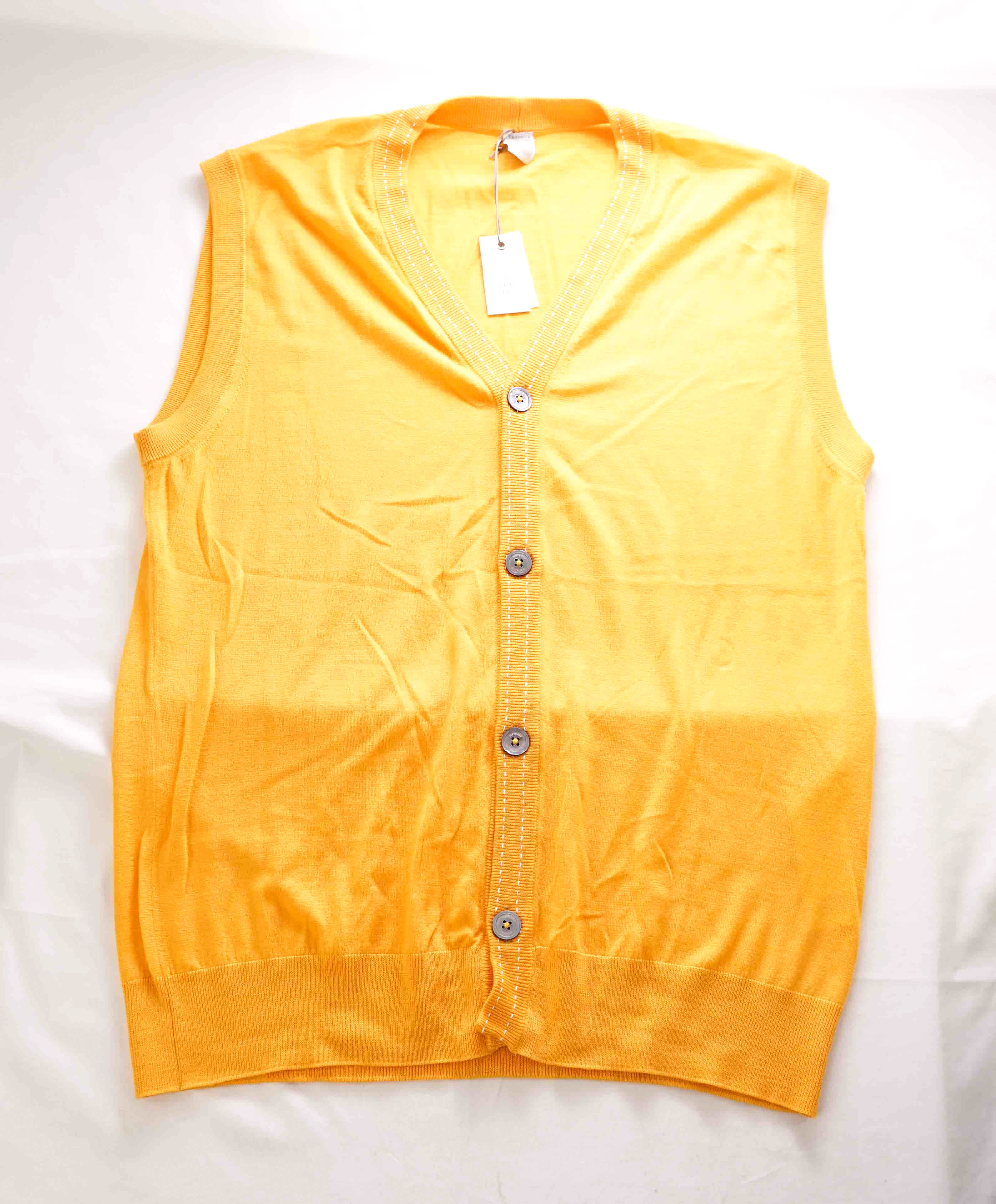 $675 ELEVENTY - Yellow Wool MOP Button Waistcoat Sweater Vest - 40R (M)