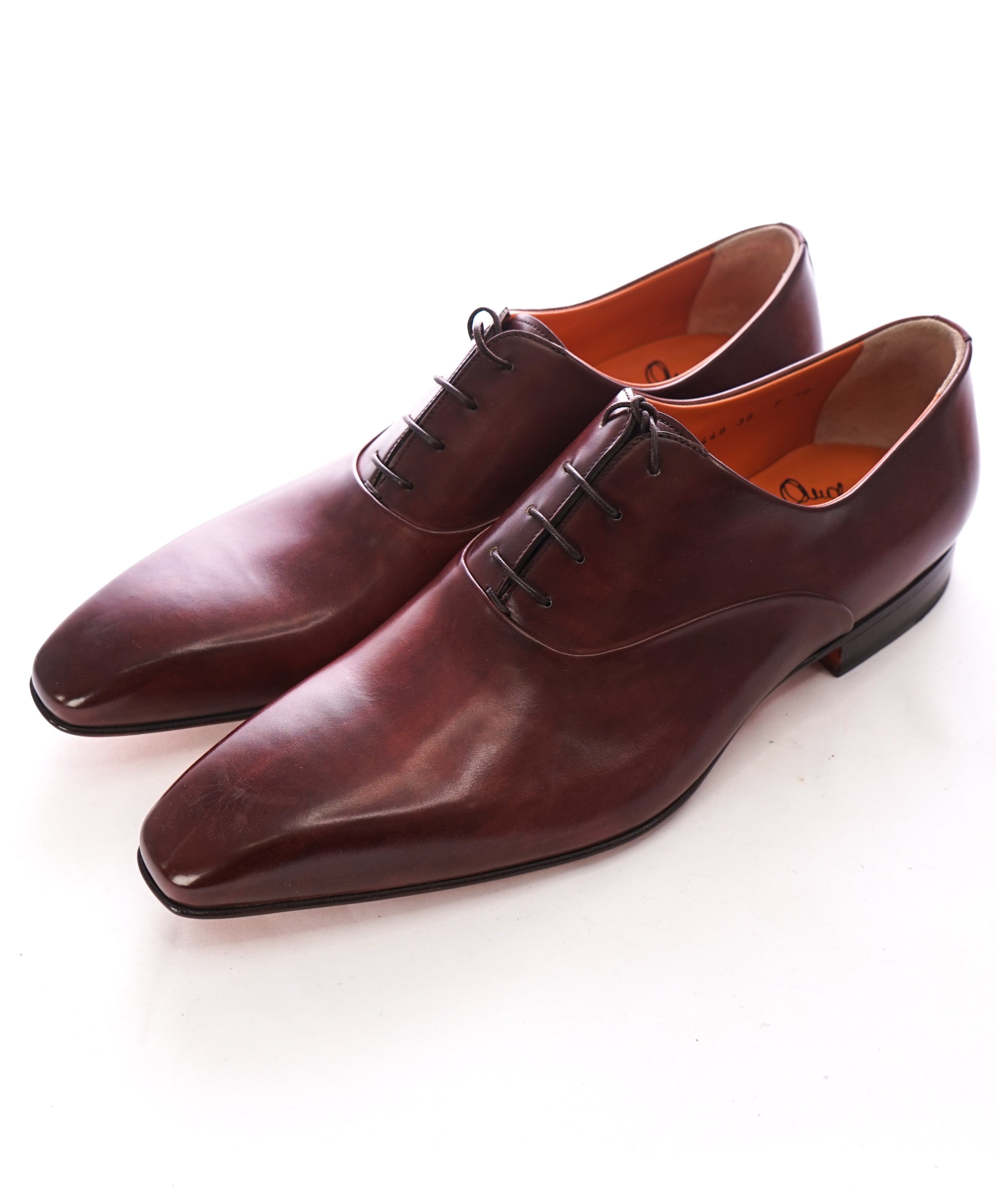 SANTONI - "Fatte A Mano" Hand Patina Burgundy Sleek Silhouette Oxford - 11