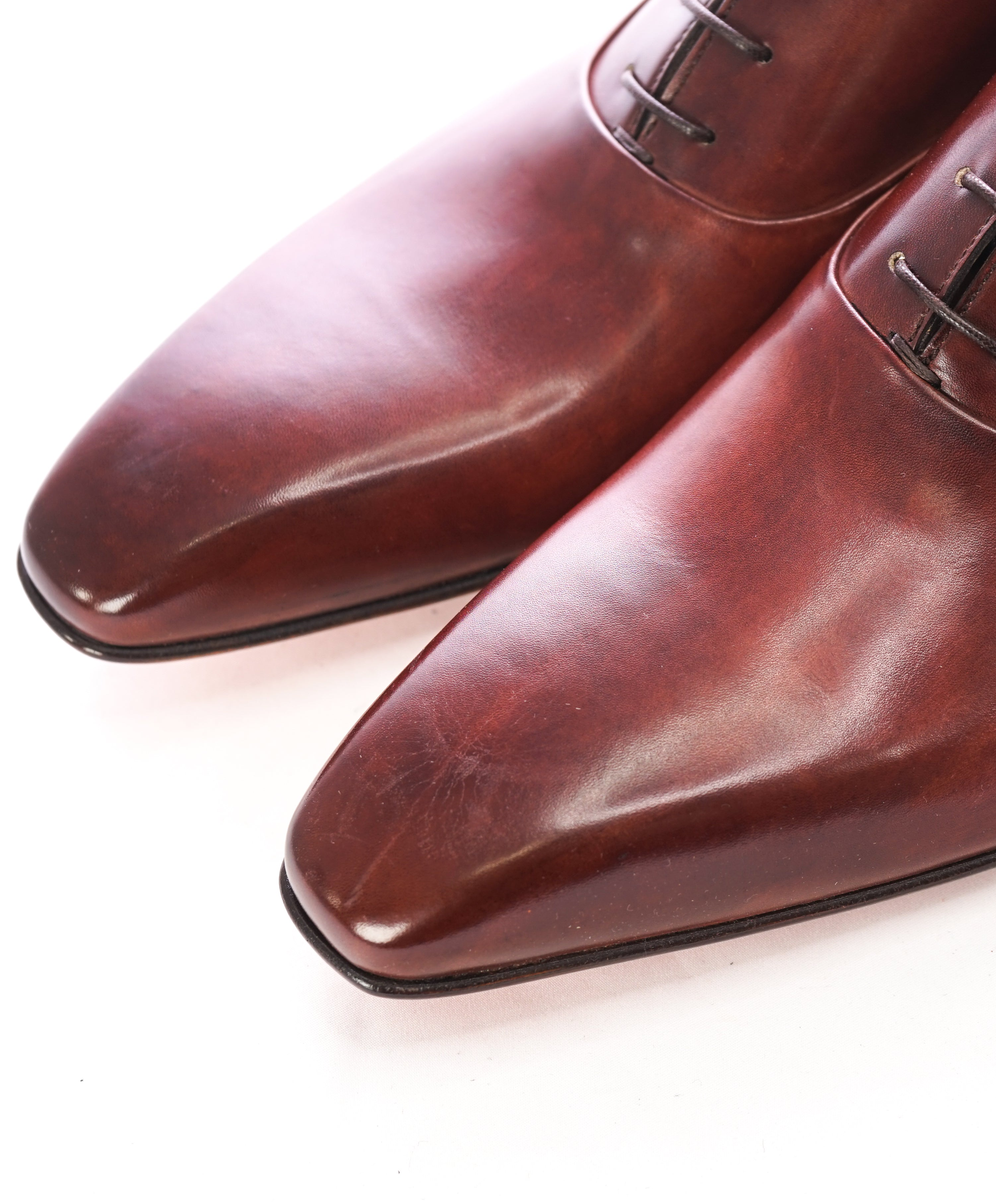 SANTONI - "Fatte A Mano" Hand Patina Burgundy Sleek Silhouette Oxford - 11