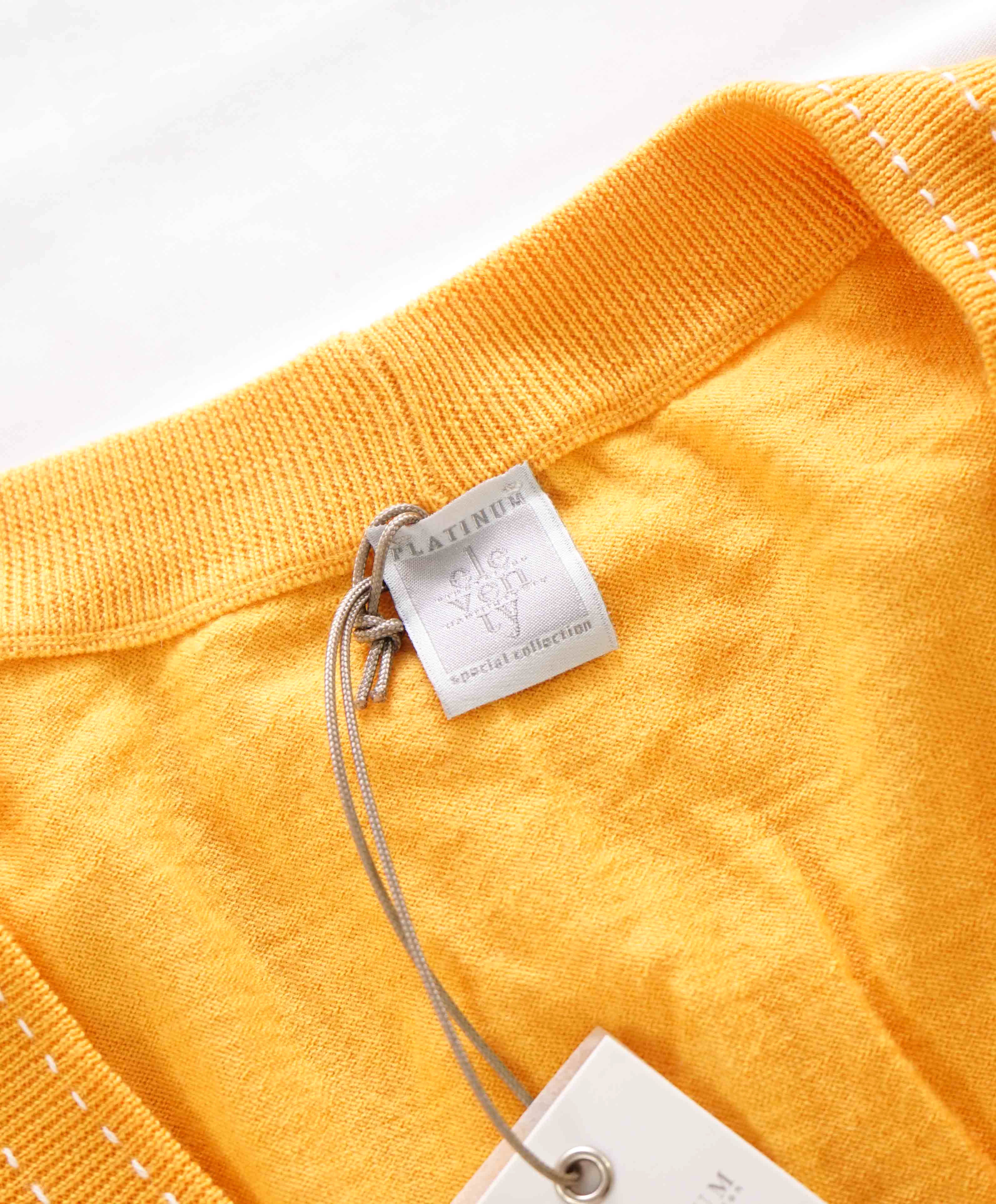 $675 ELEVENTY - Yellow Wool MOP Button Waistcoat Sweater Vest - 40R (M)