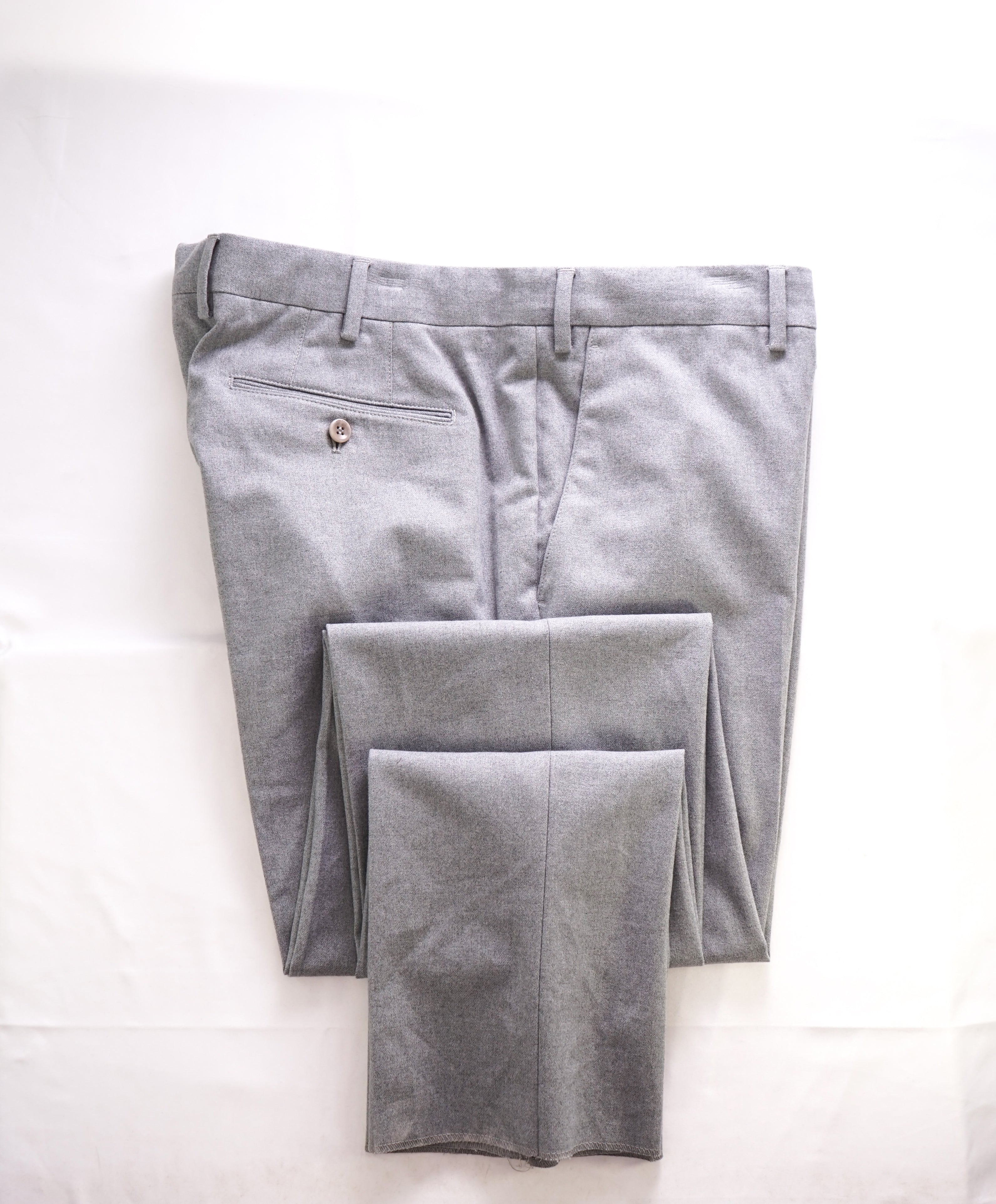 LORO PIANA - SOFT Heather Gray Cotton/Elastane Flat Front Pants - 38W (56EU)