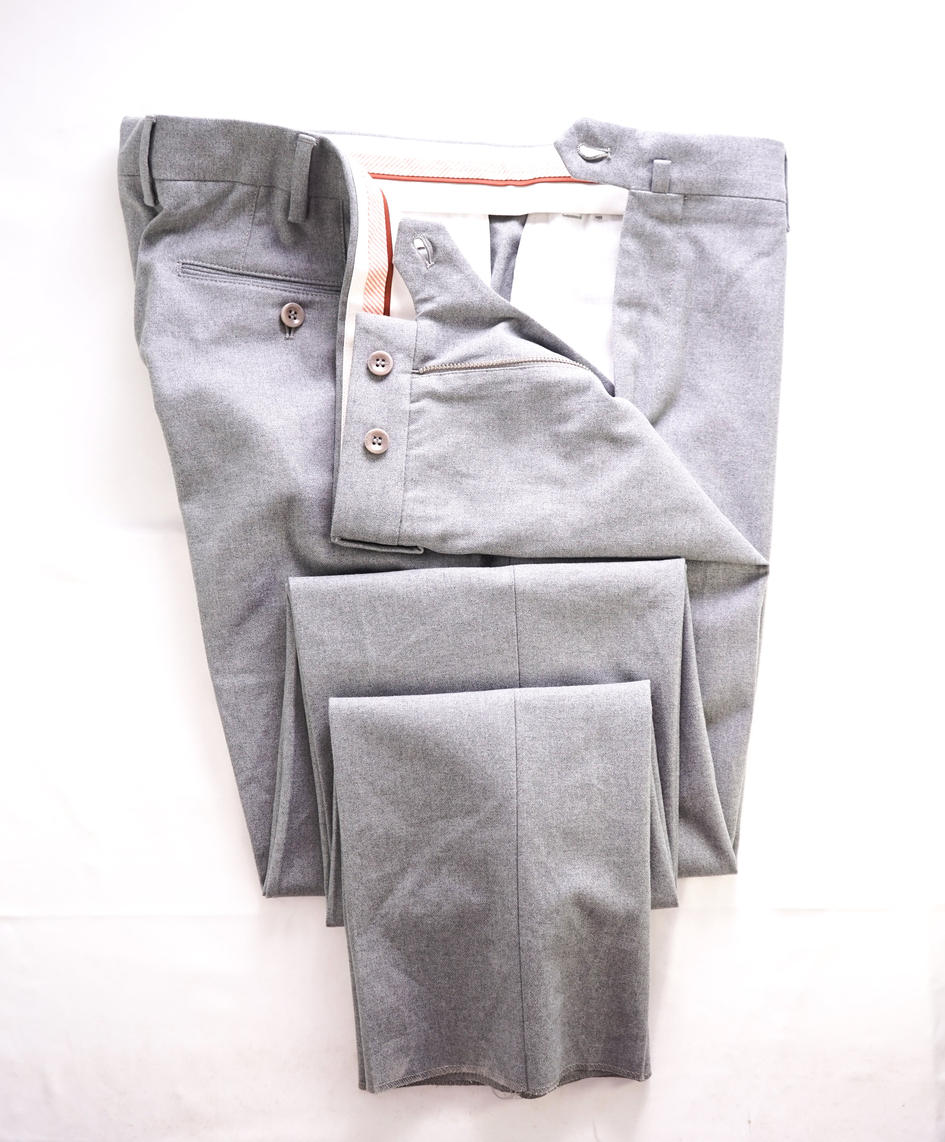 LORO PIANA - SOFT Heather Gray Cotton/Elastane Flat Front Pants - 38W (56EU)