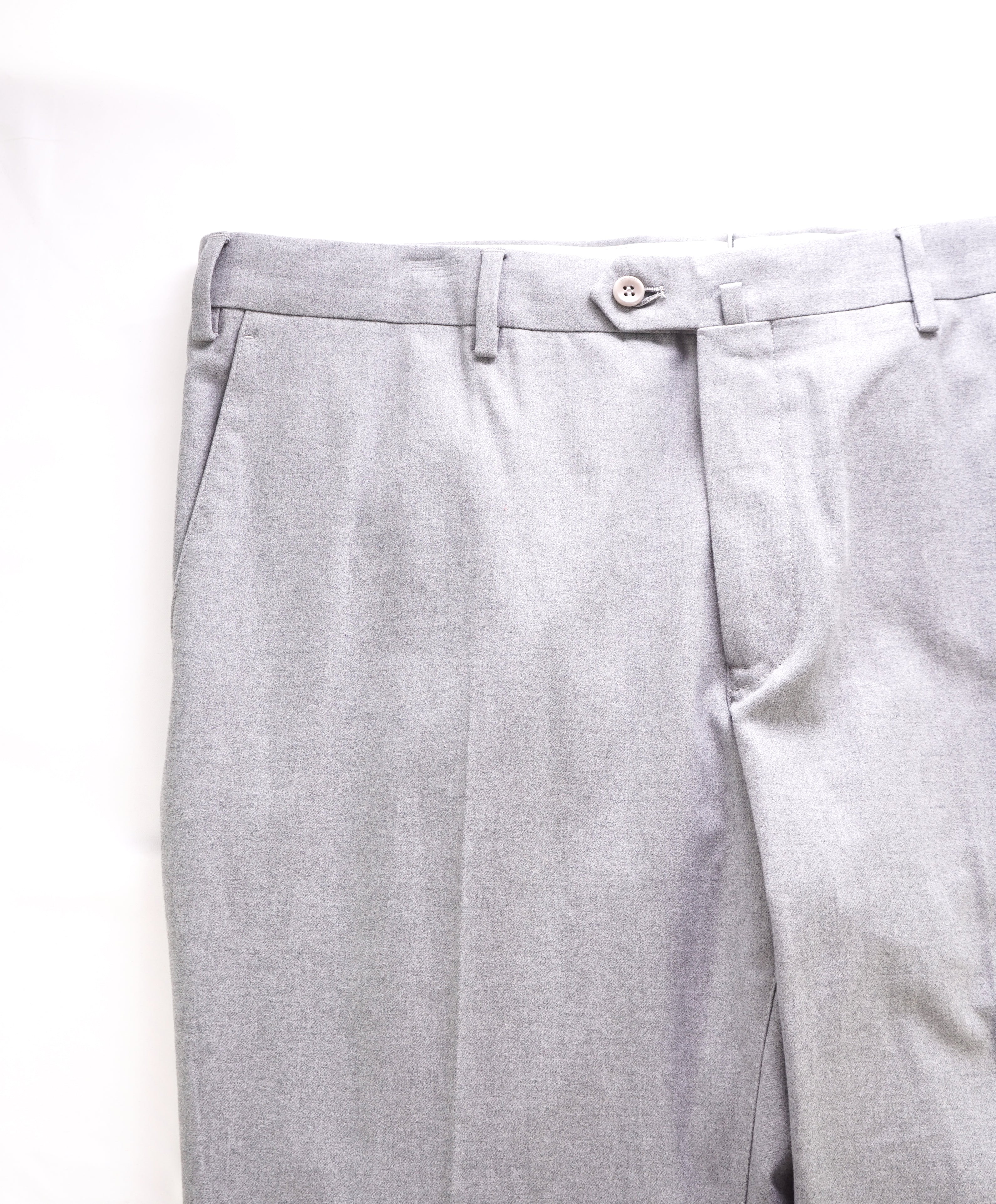 LORO PIANA - SOFT Heather Gray Cotton/Elastane Flat Front Pants - 38W (56EU)