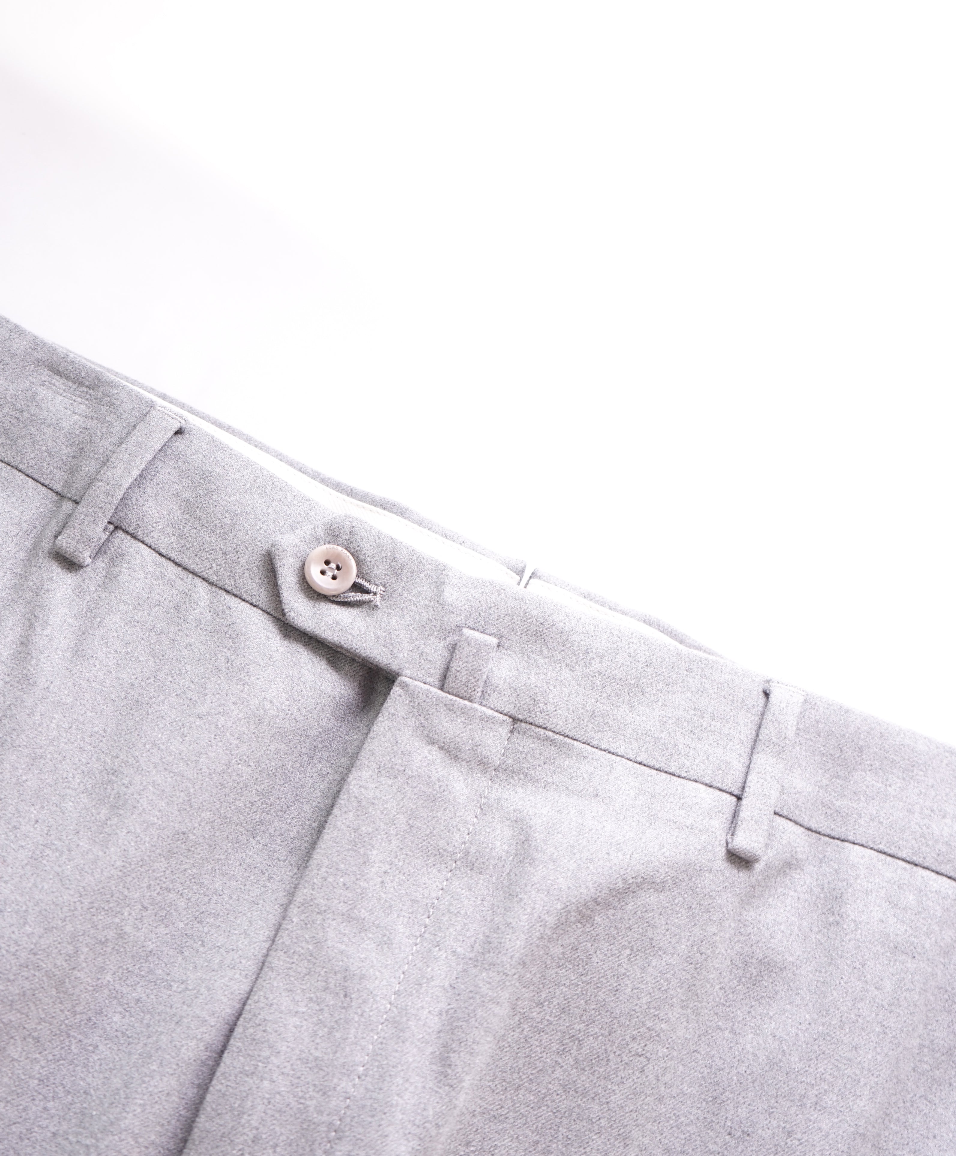 LORO PIANA - SOFT Heather Gray Cotton/Elastane Flat Front Pants - 38W (56EU)