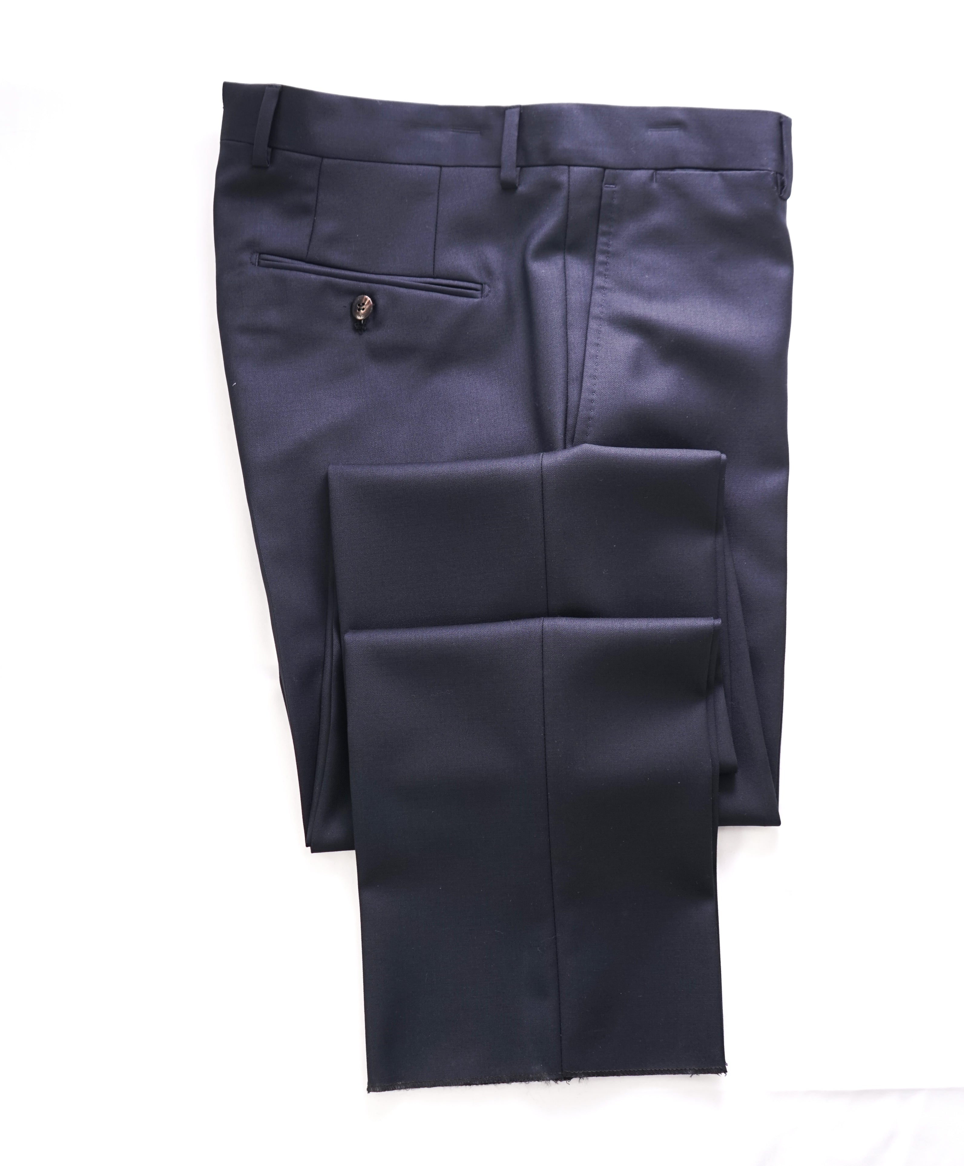 LUCIANO BARBERA - ITALY Navy Blue W/ Brown Buttons Wool Dress Pants - 32W