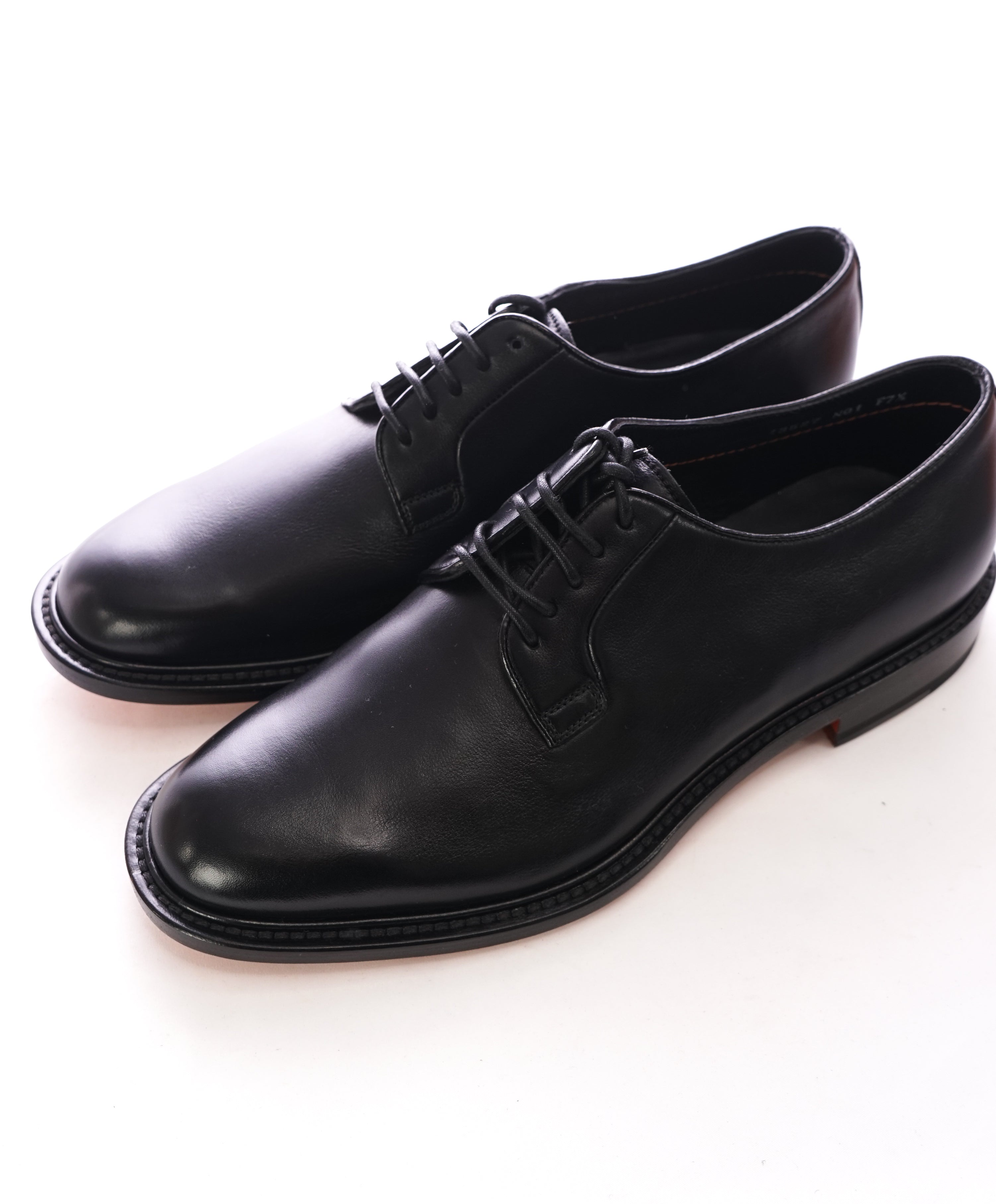 SANTONI -  Made In Italy Black Round Toe Oxfords - 8.5