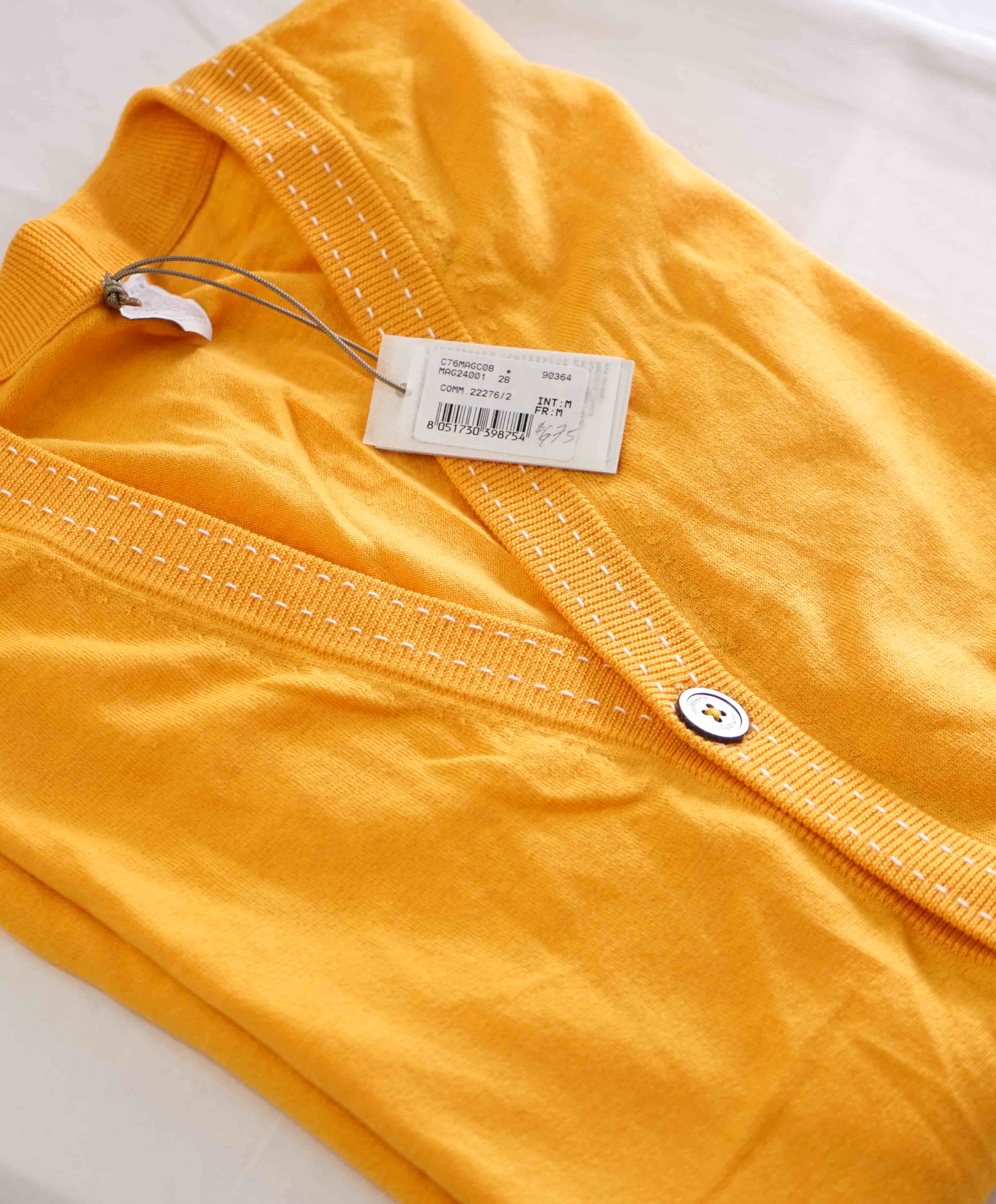 $675 ELEVENTY - Yellow Wool MOP Button Waistcoat Sweater Vest - 40R (M)