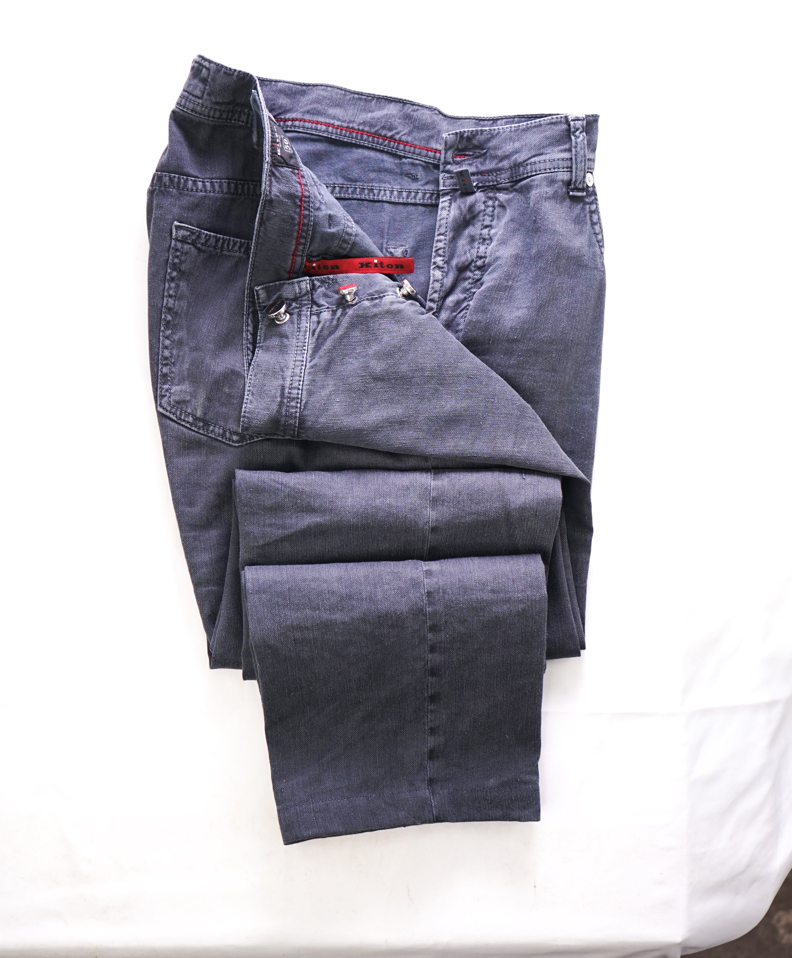 KITON - LOGO TAG & BUTTONS 5-Pocket DISTRESSED Casual Pants - 33W (50EU)