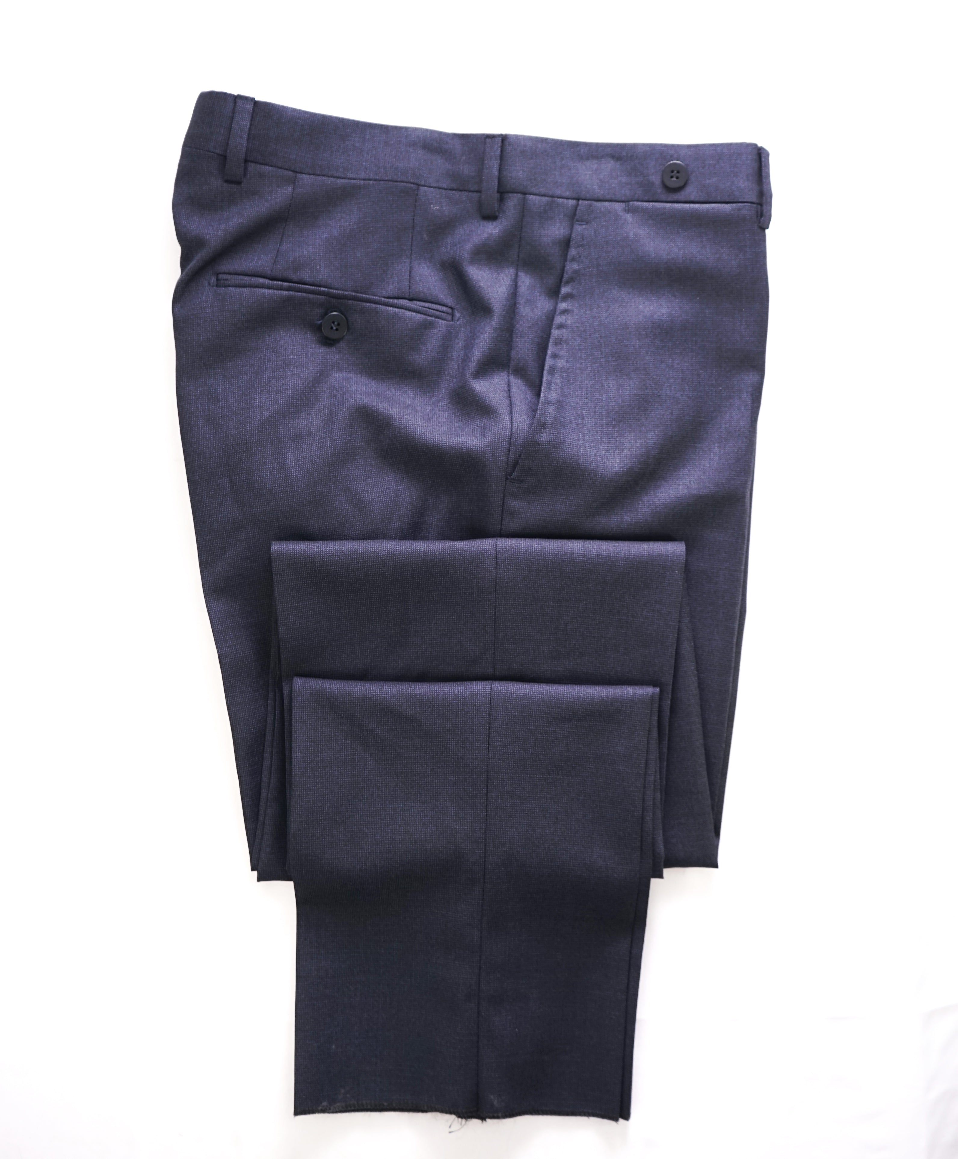 EIDOS - Elongated Waist Tab BLUE PINDOT Wool Dress Pants - 31W