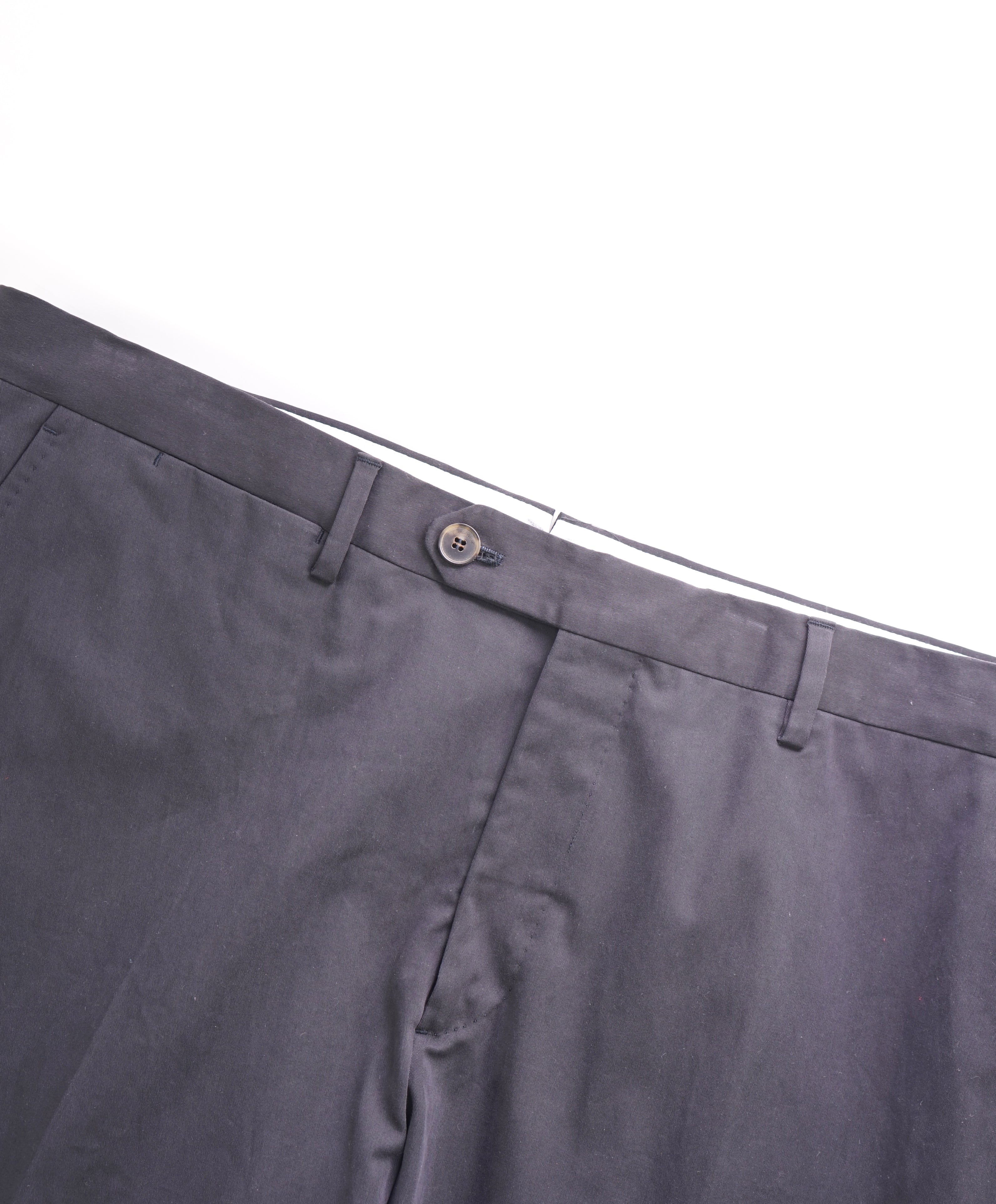 SALVATORE FERRAGAMO - LEATHER LOGO Cotton/Elast Navy Chino Pants - 38W (56EU)